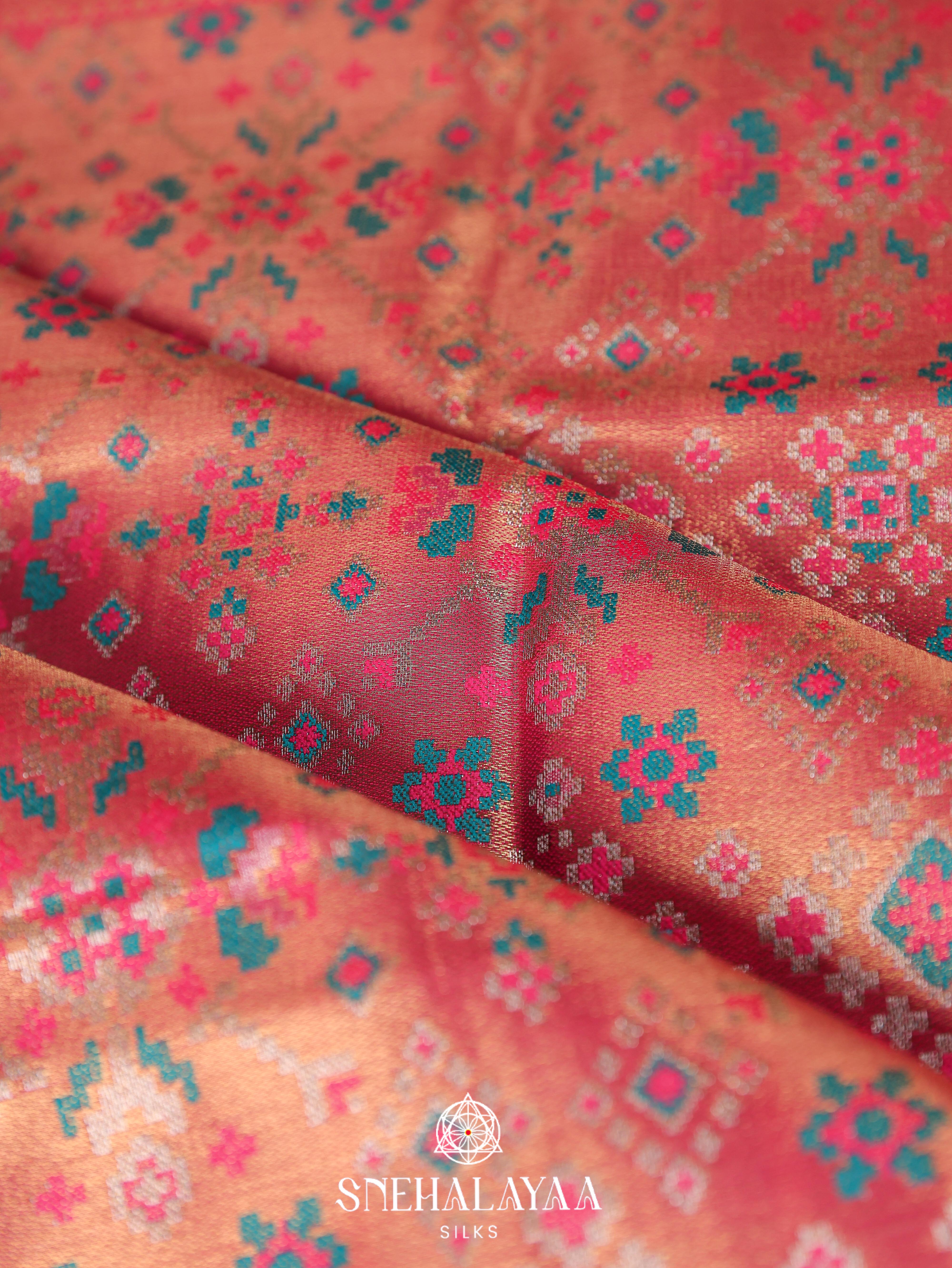 Peach Art Silk Saree