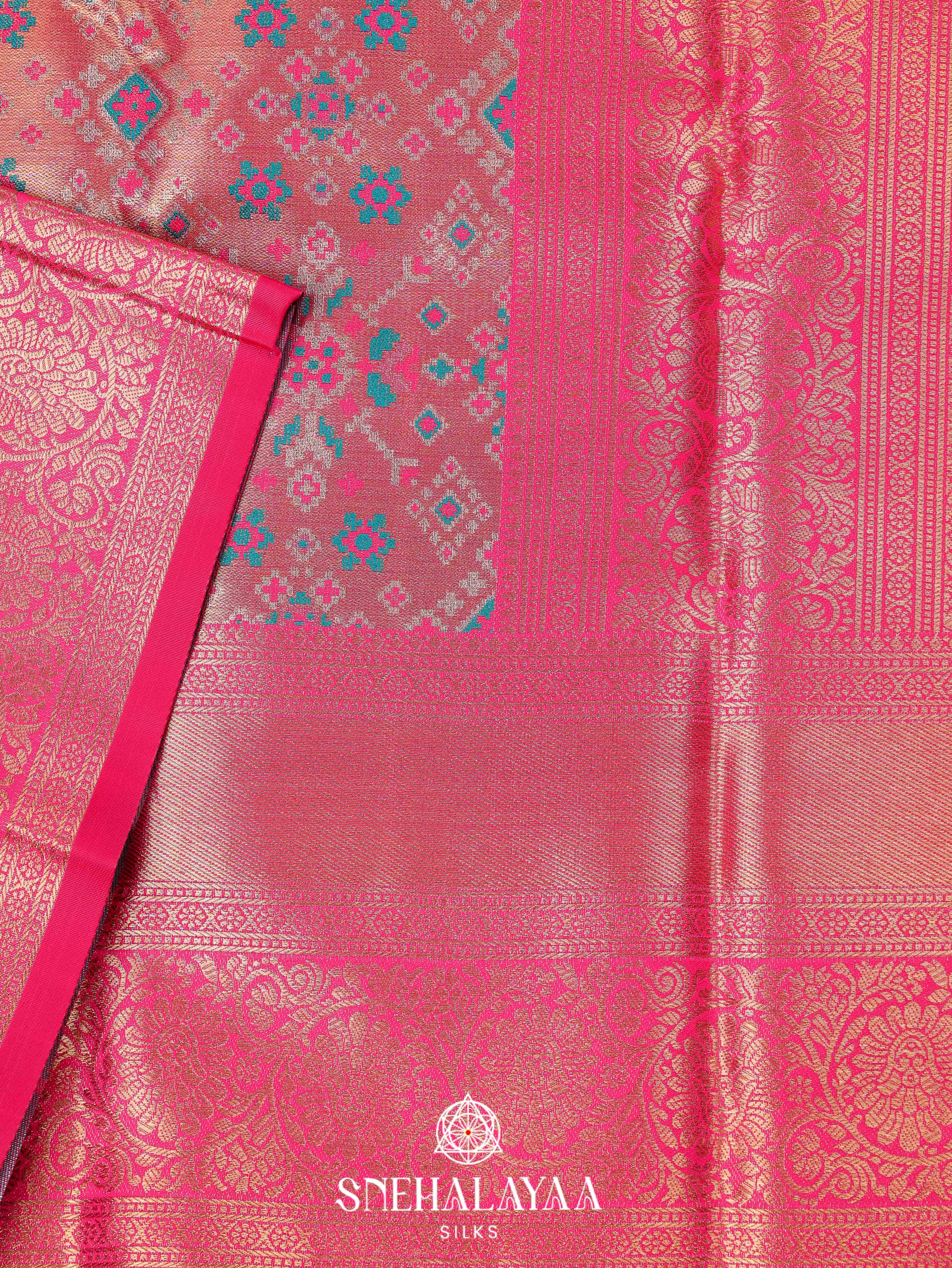 Peach Art Silk Saree