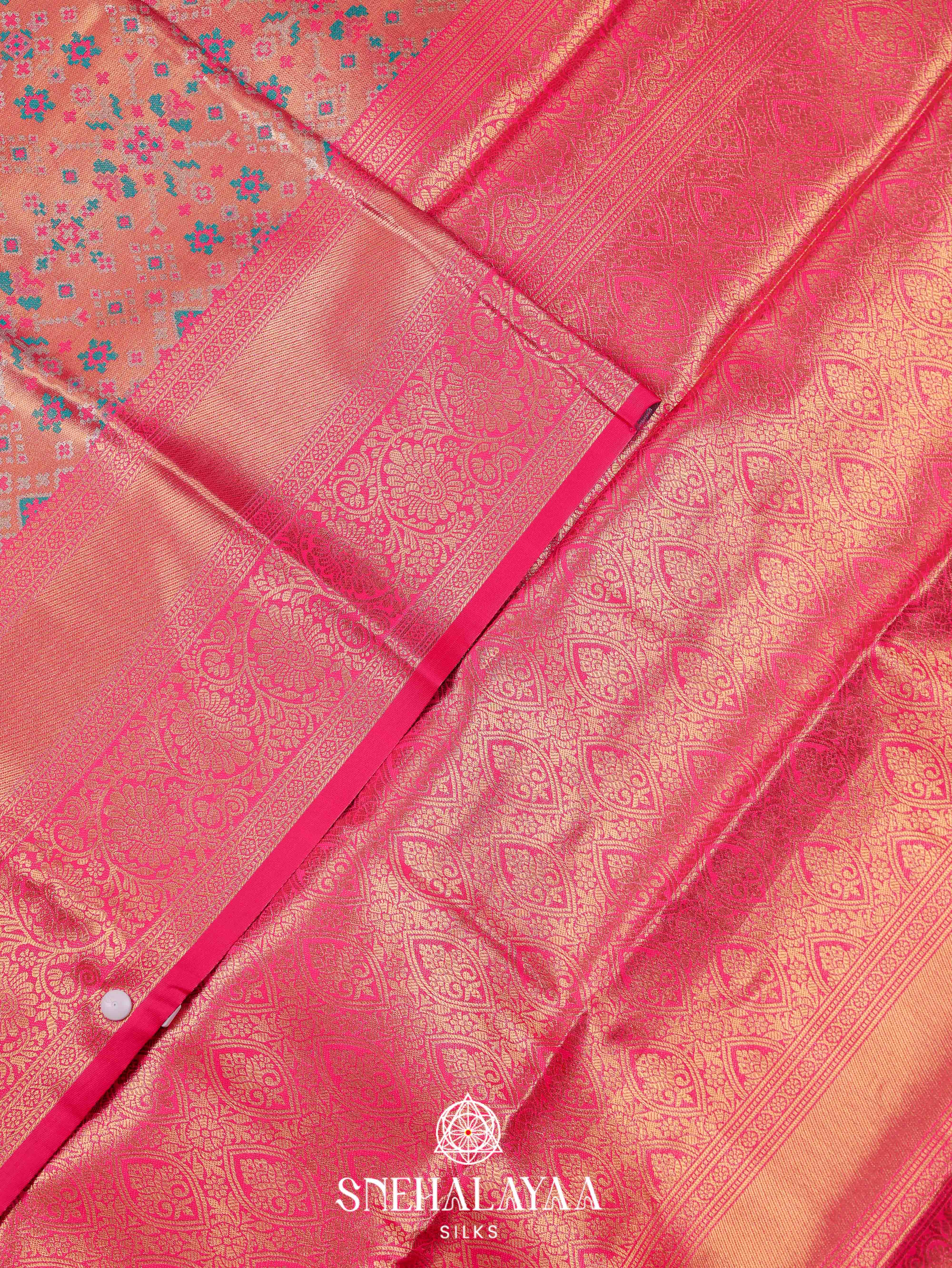 Peach Art Silk Saree