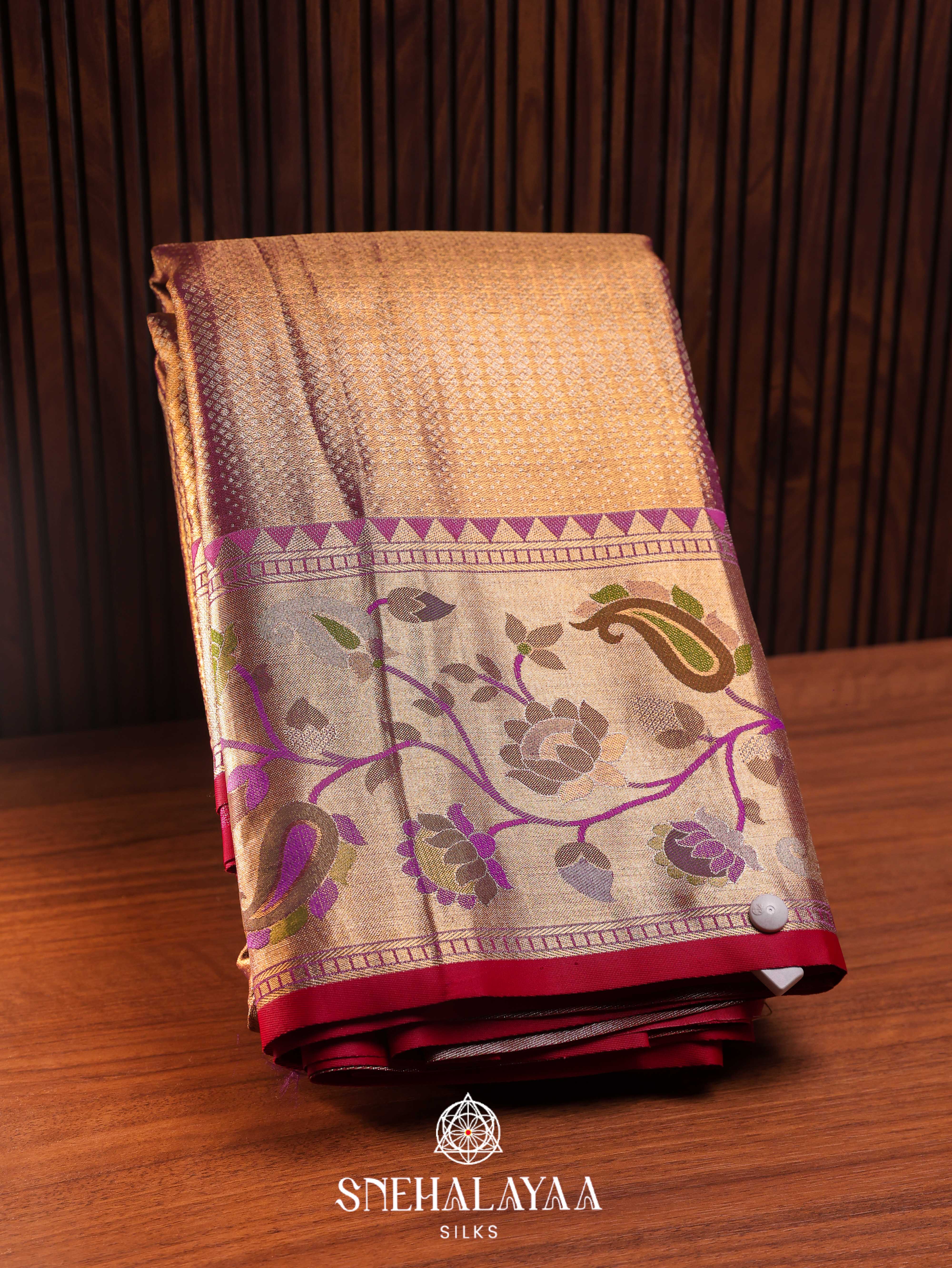 Rose Pink Art Silk Saree