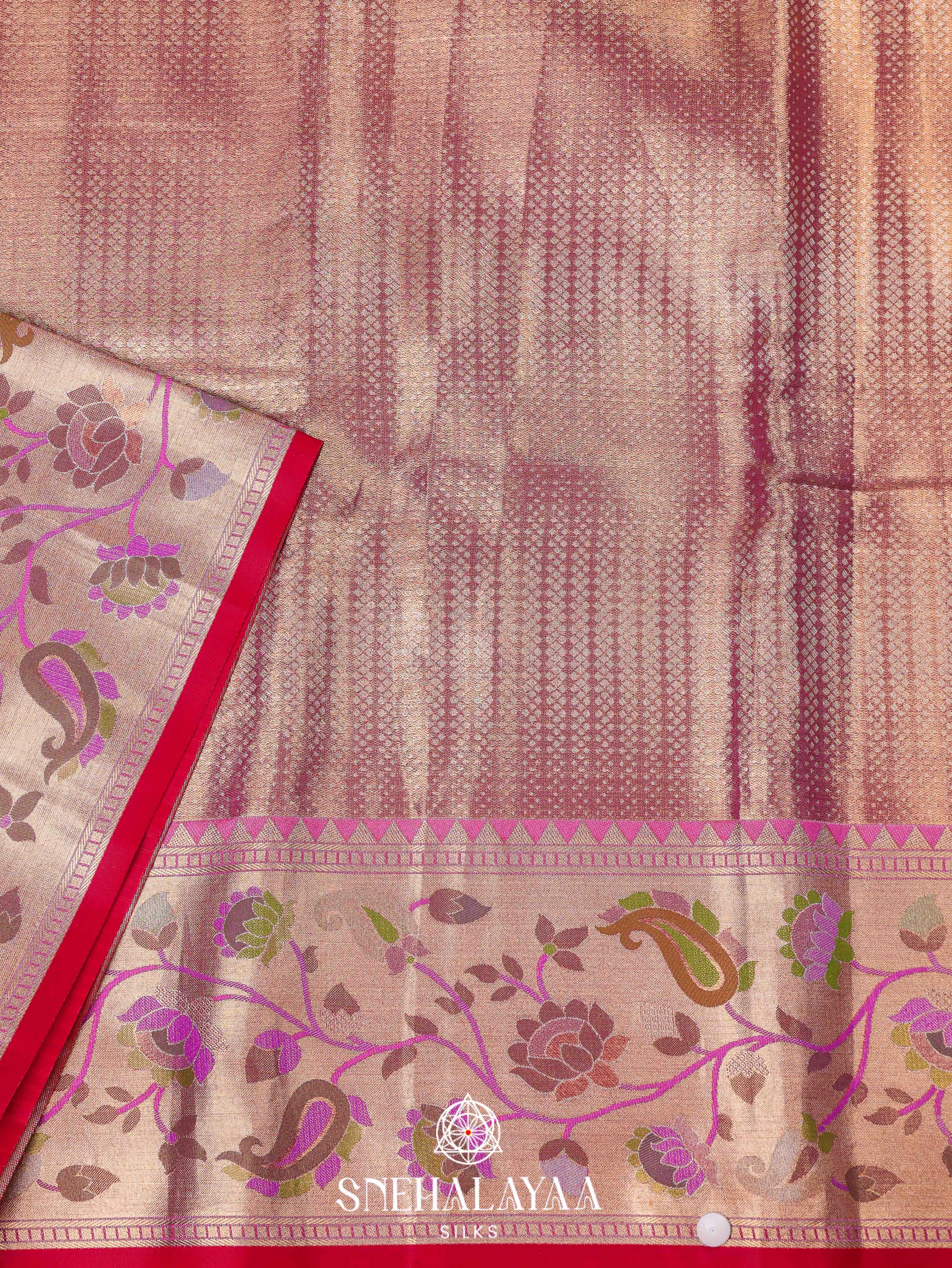 Rose Pink Art Silk Saree