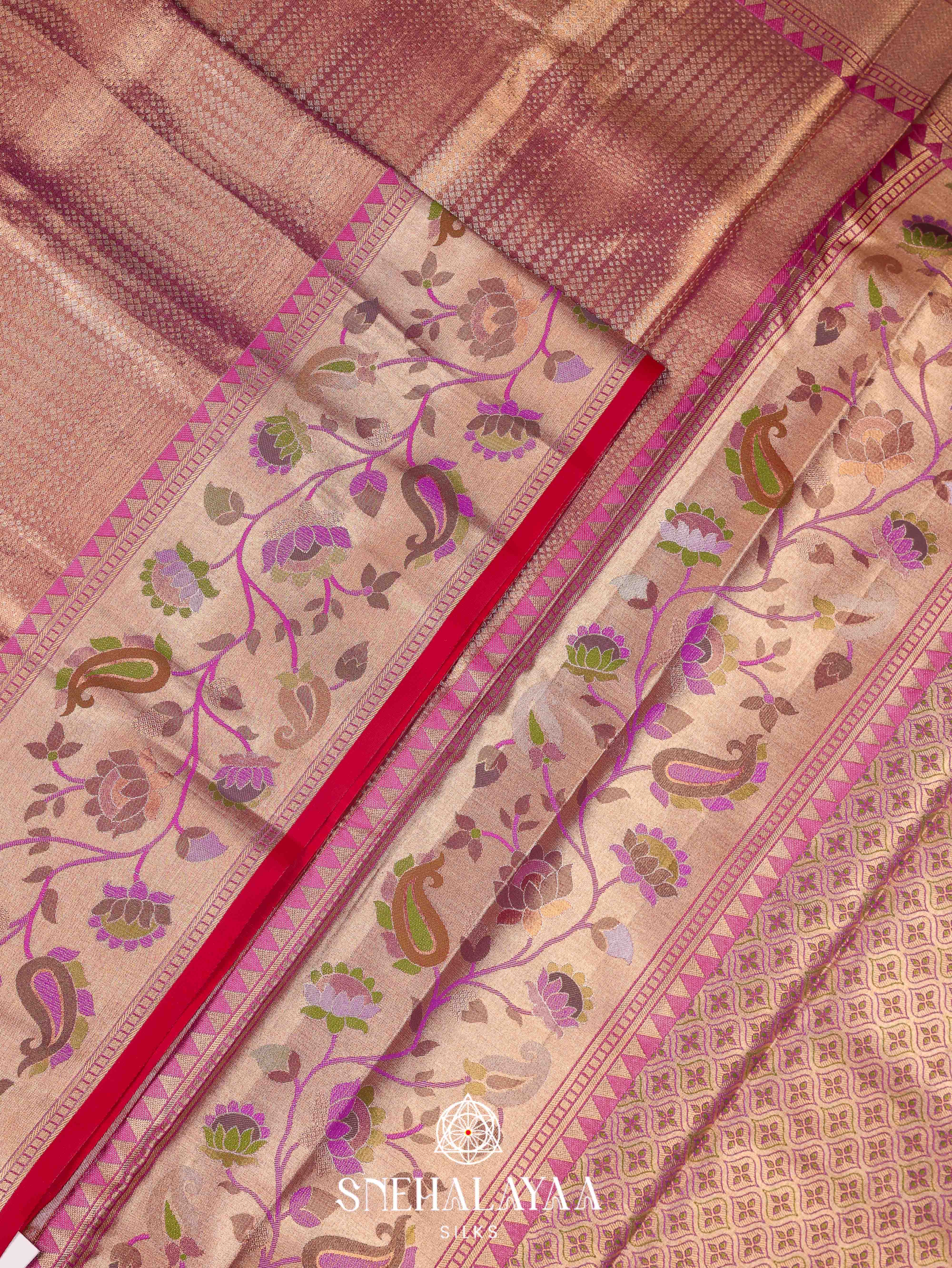 Rose Pink Art Silk Saree