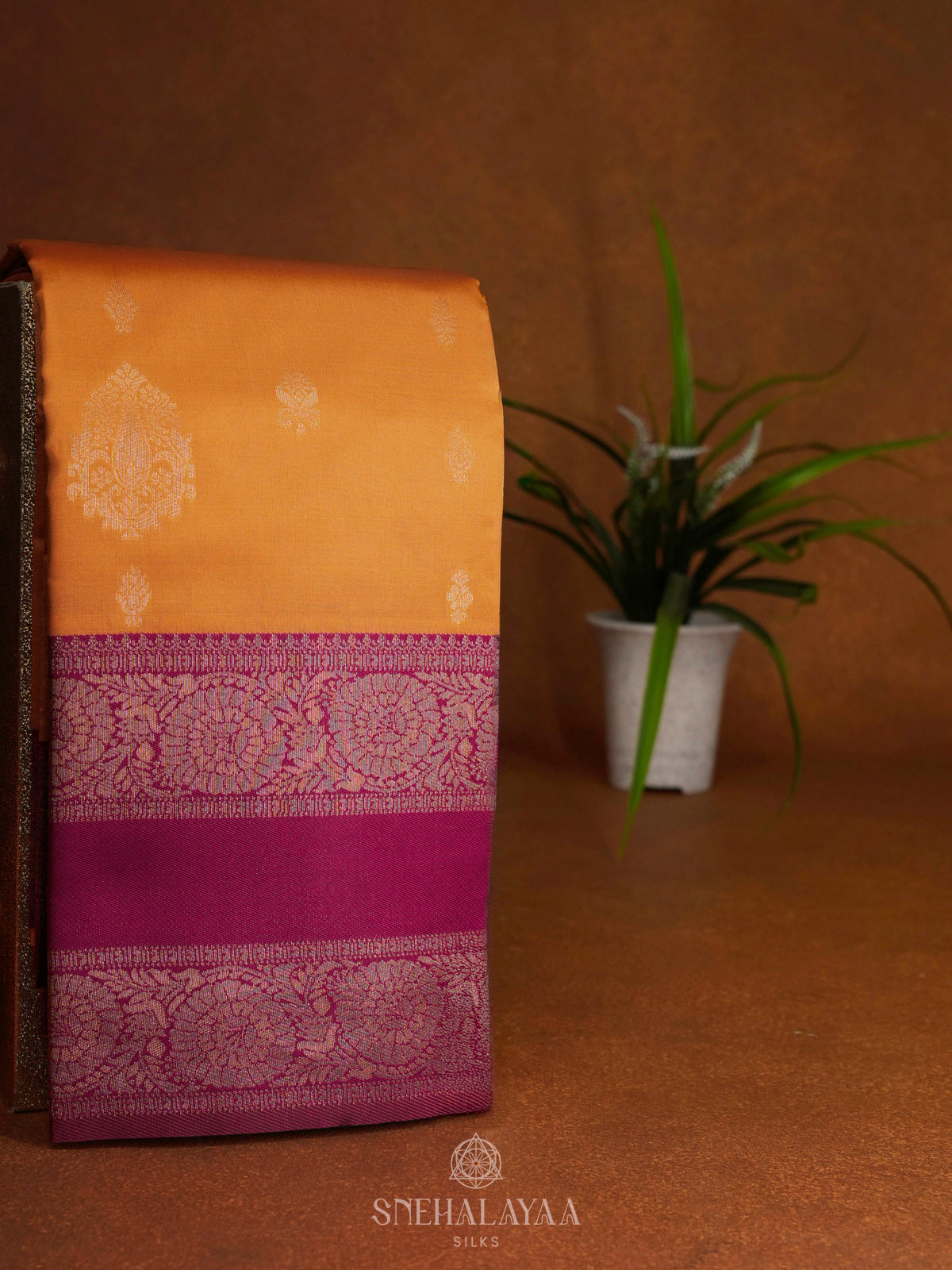 Mango Yellow Art Silk Saree