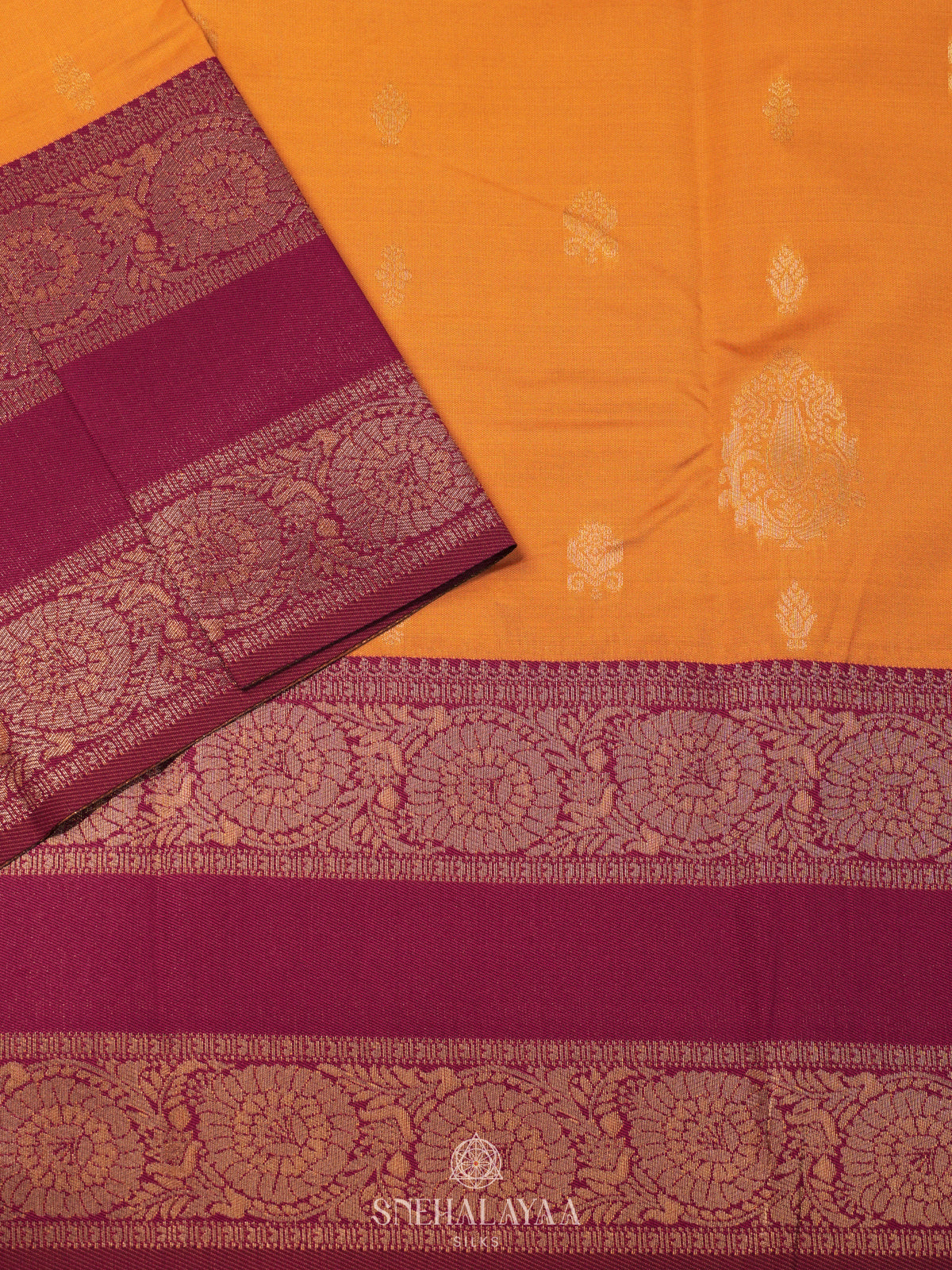 Mango Yellow Art Silk Saree