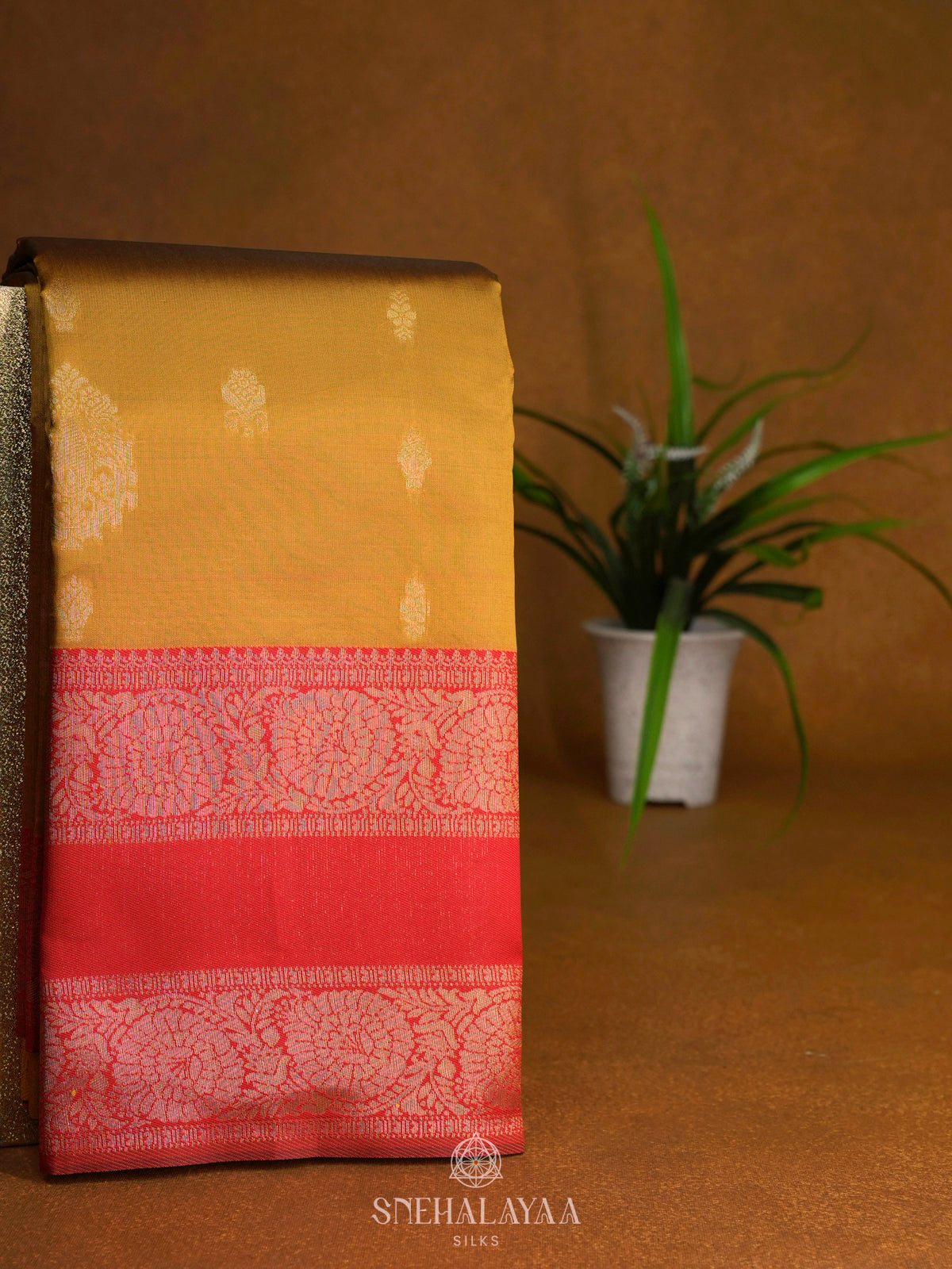 Mango Yellow Art Silk Saree