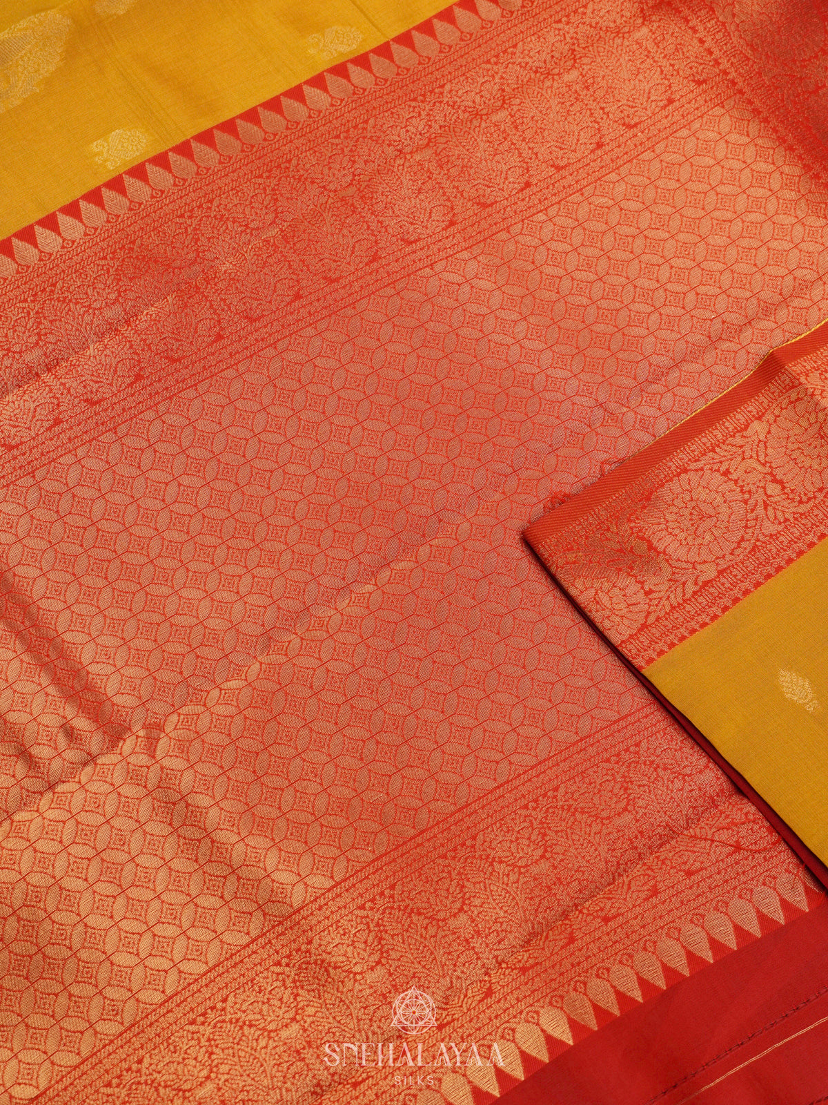 Mango Yellow Art Silk Saree