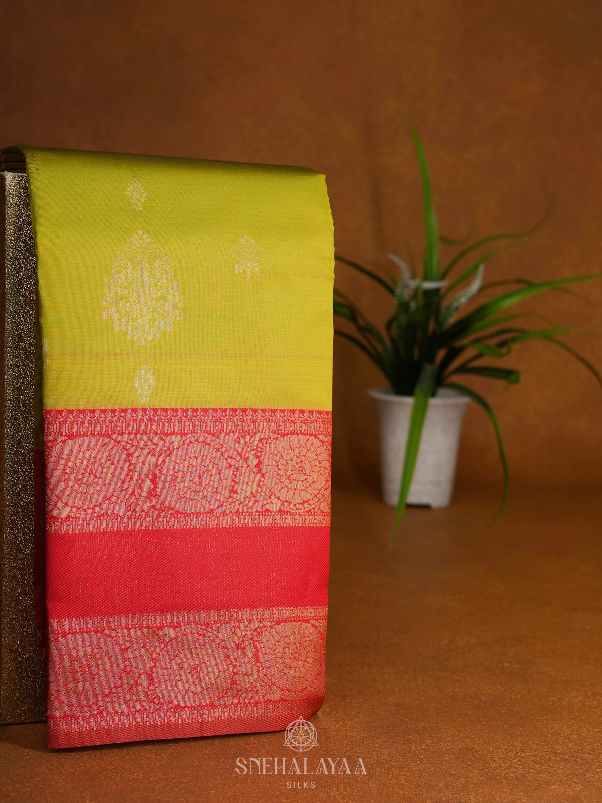 Lemon Yellow Art Silk Saree