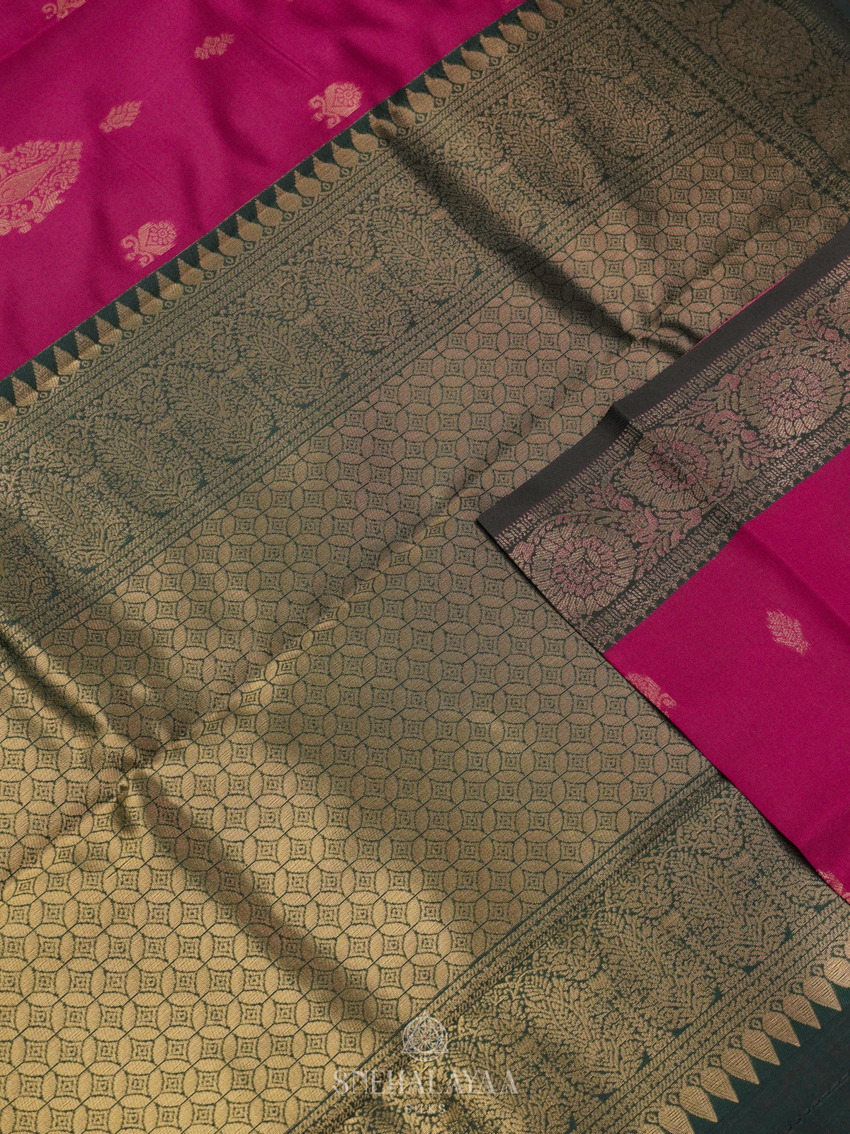 Magenta Pink Art Silk Saree