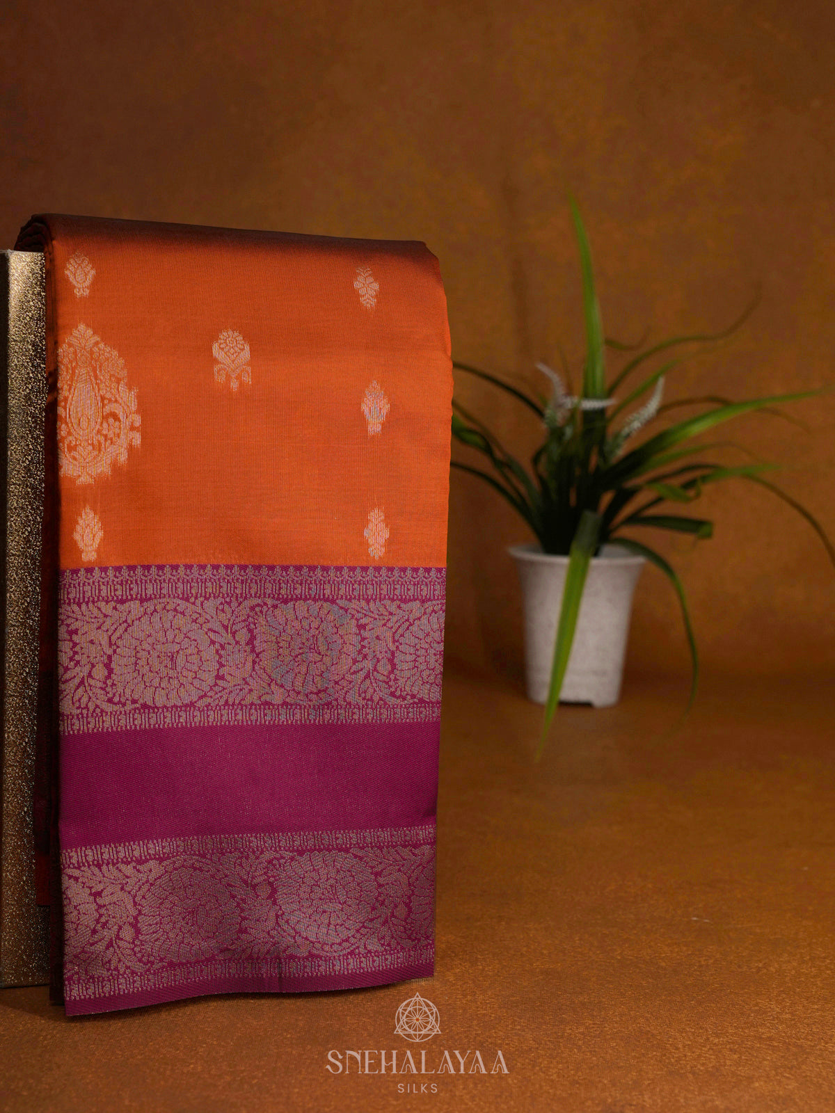 Orange Art Silk Saree