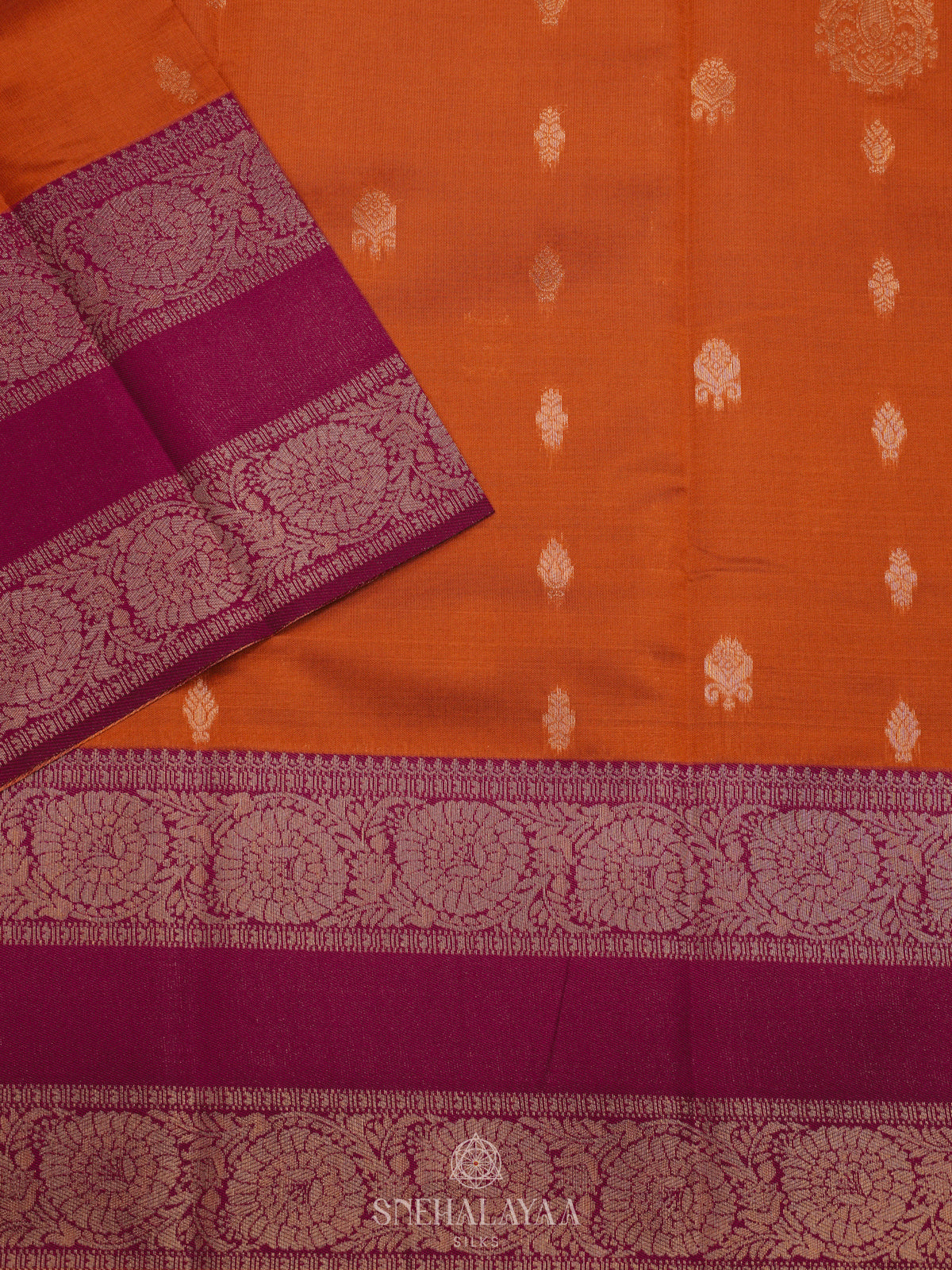 Orange Art Silk Saree