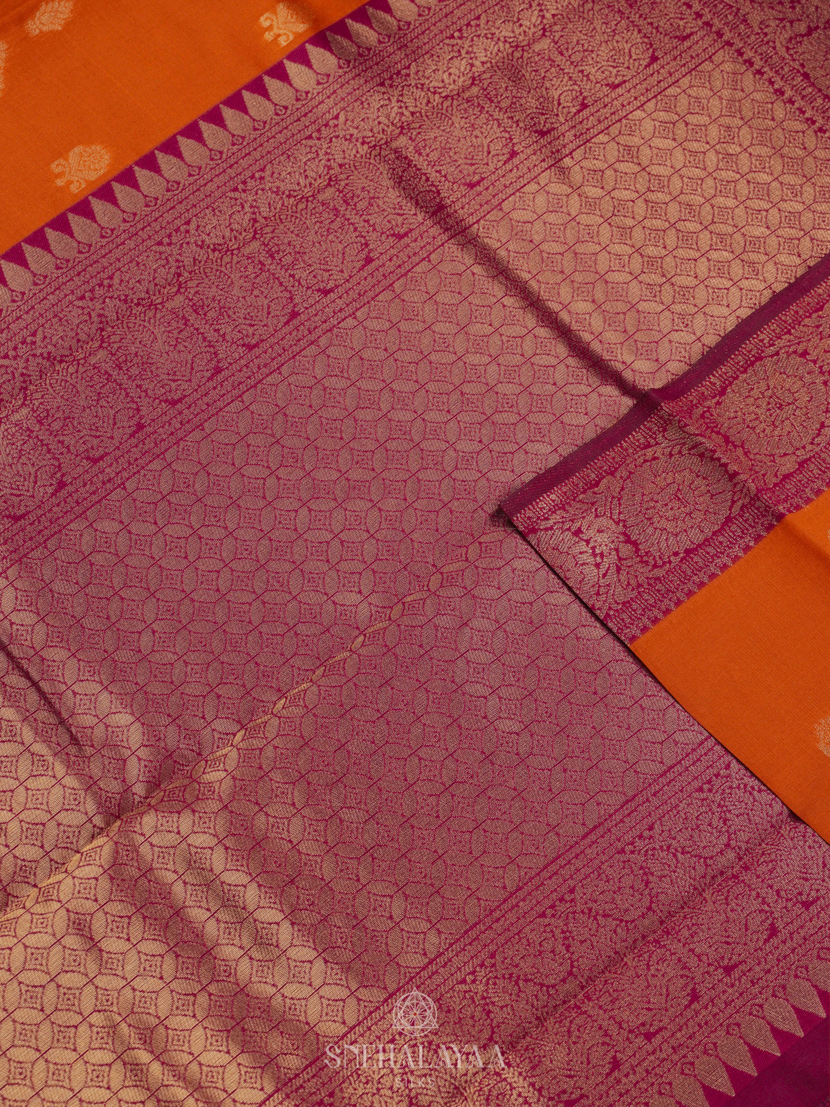 Orange Art Silk Saree