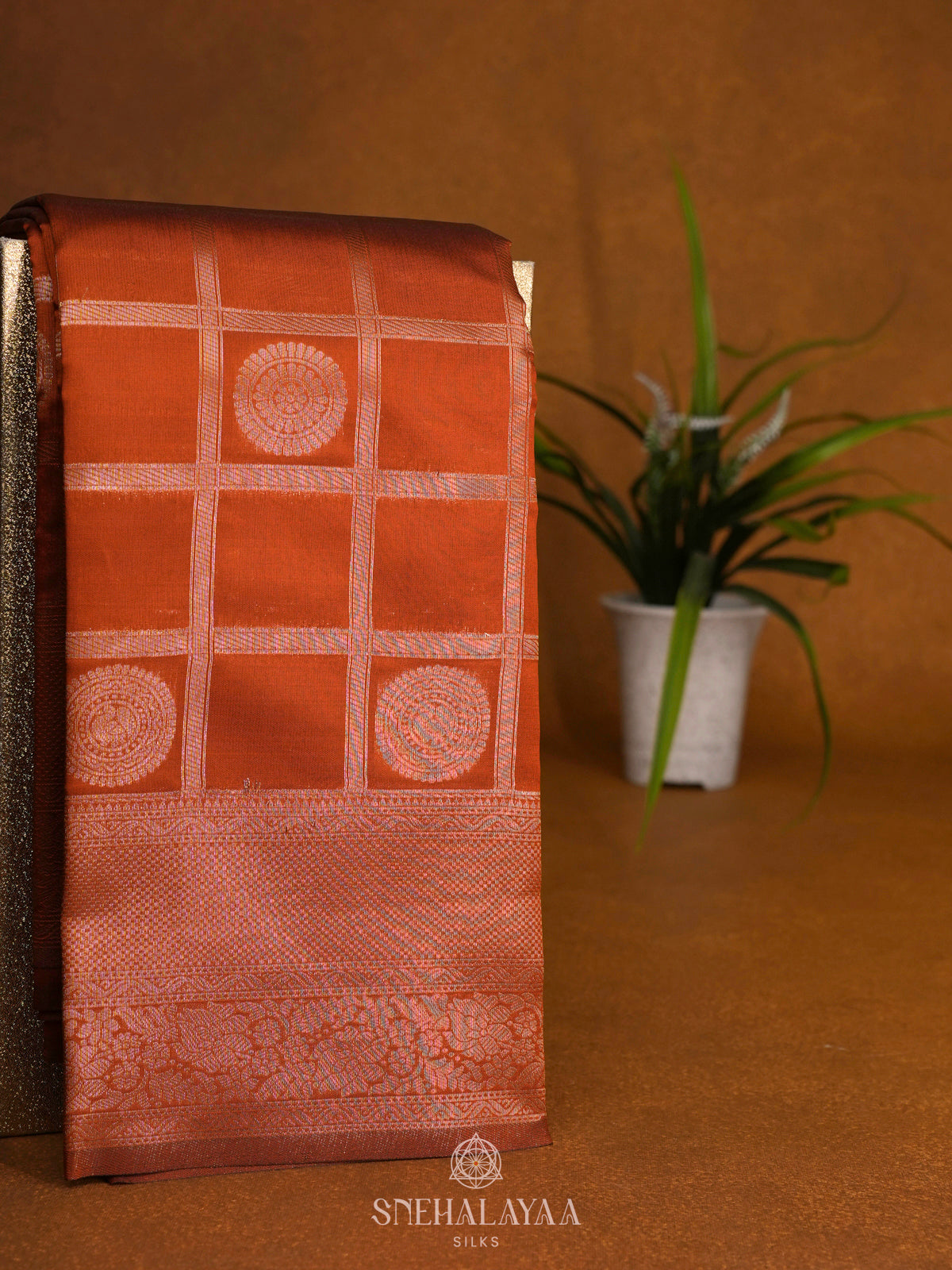 Orange Art Silk Saree