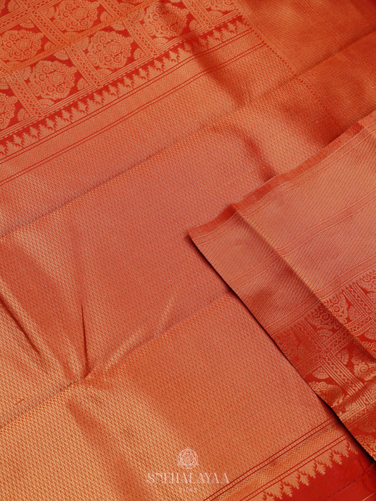 Rust Orange Art Silk Saree