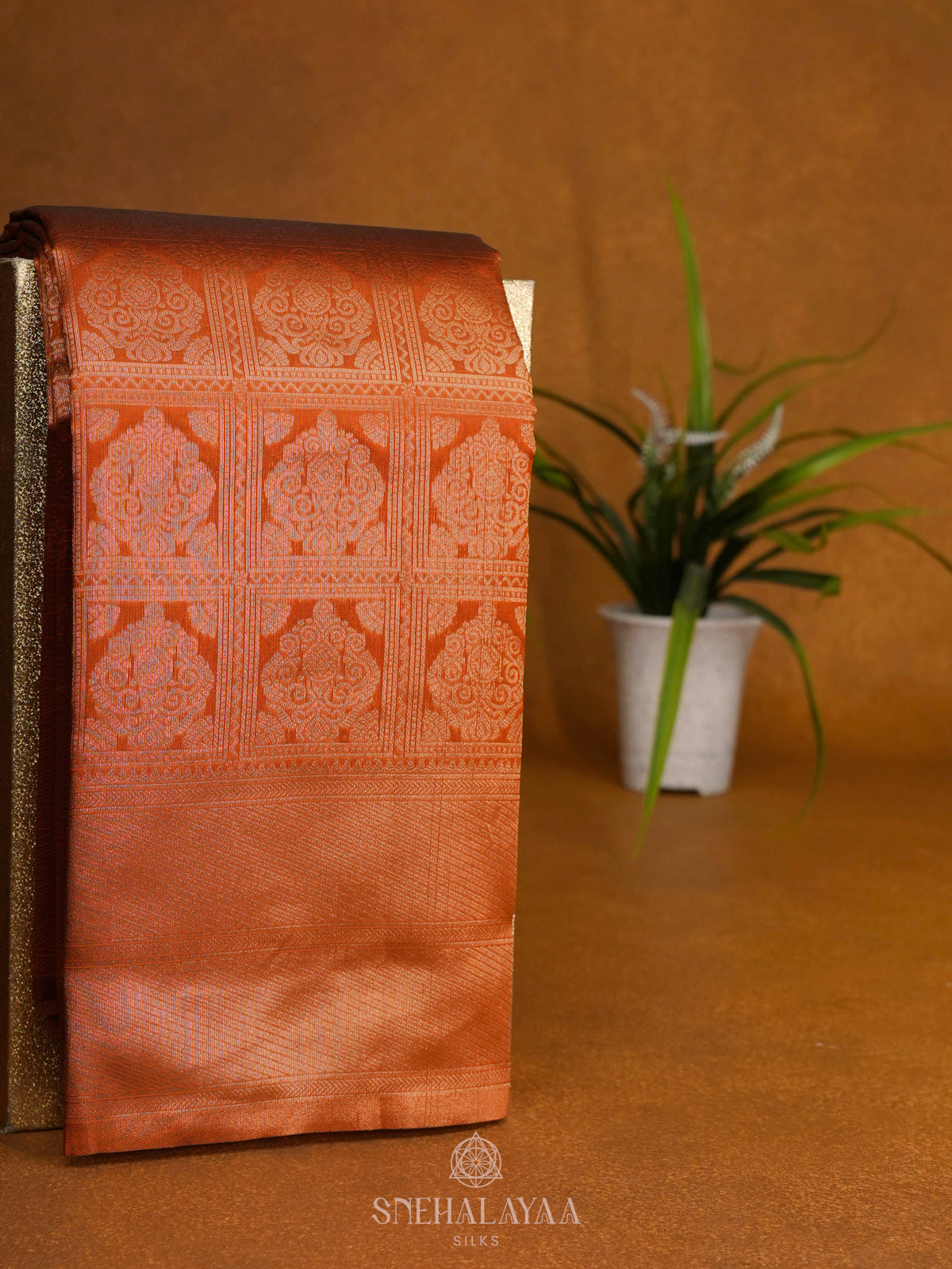 Orange Art Silk Saree