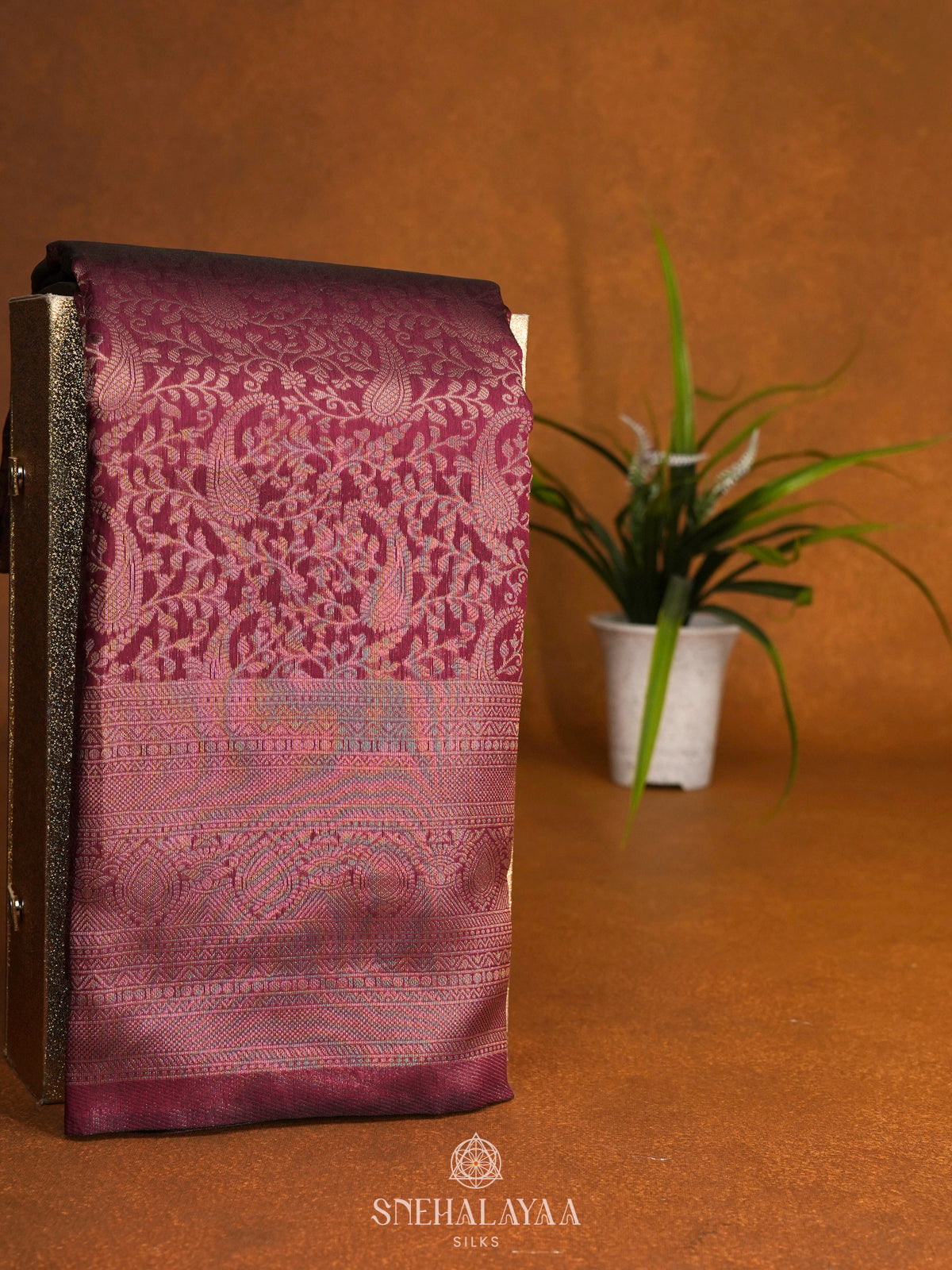 Magenta Art Silk Saree