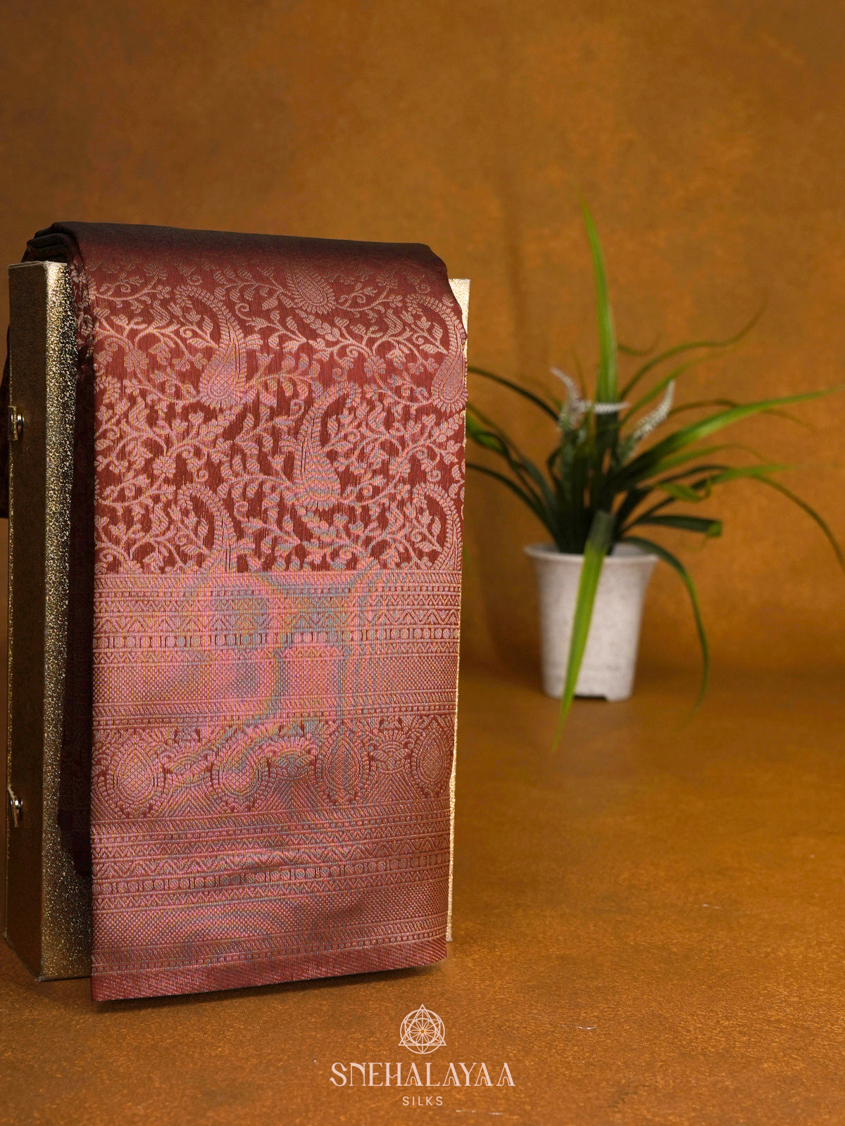 Brown Art Silk Saree