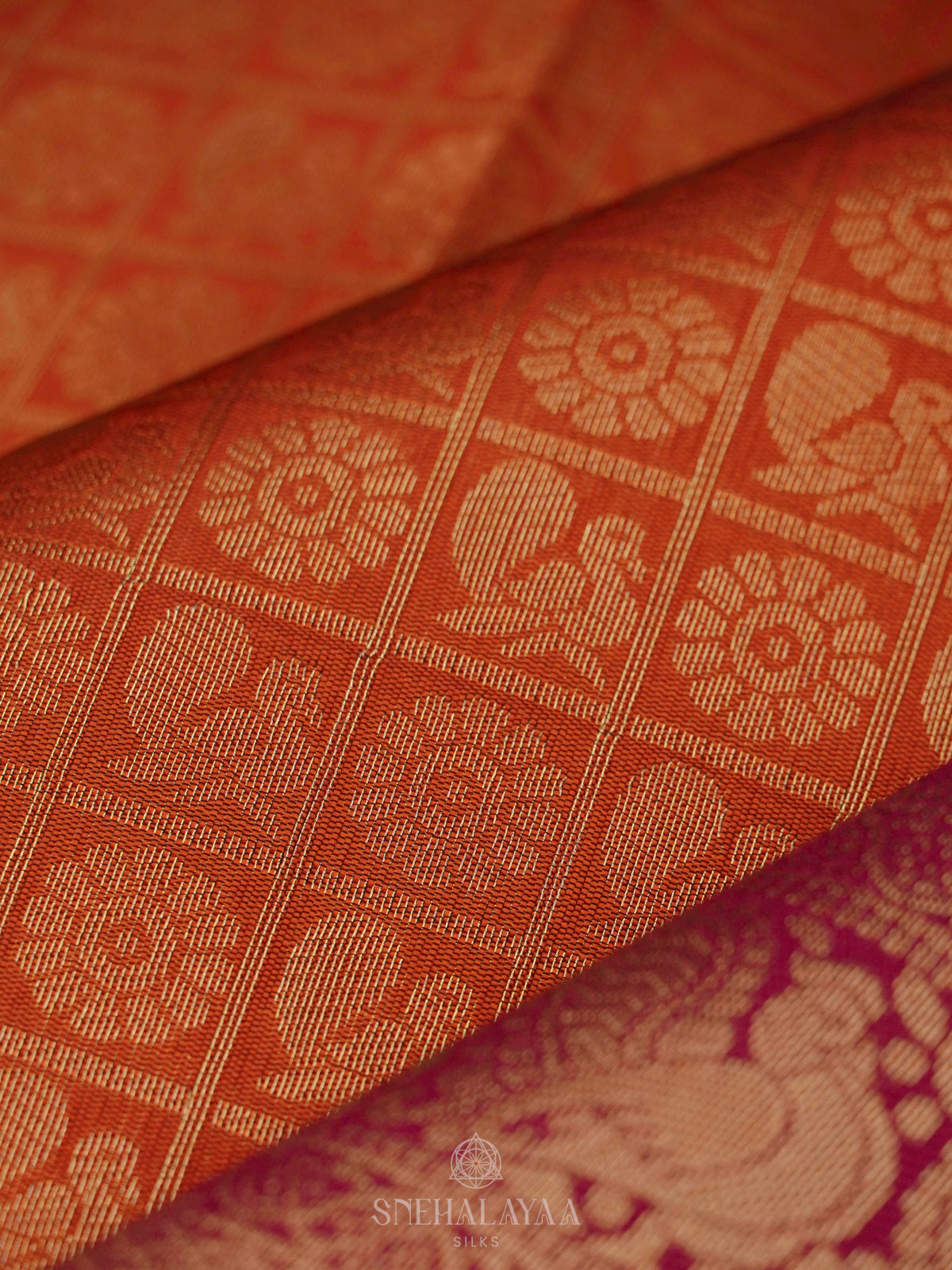 Orange Art Silk Saree