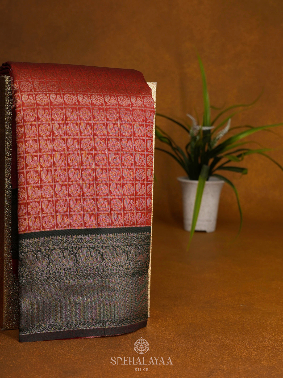 Ruby Red Art Silk Saree