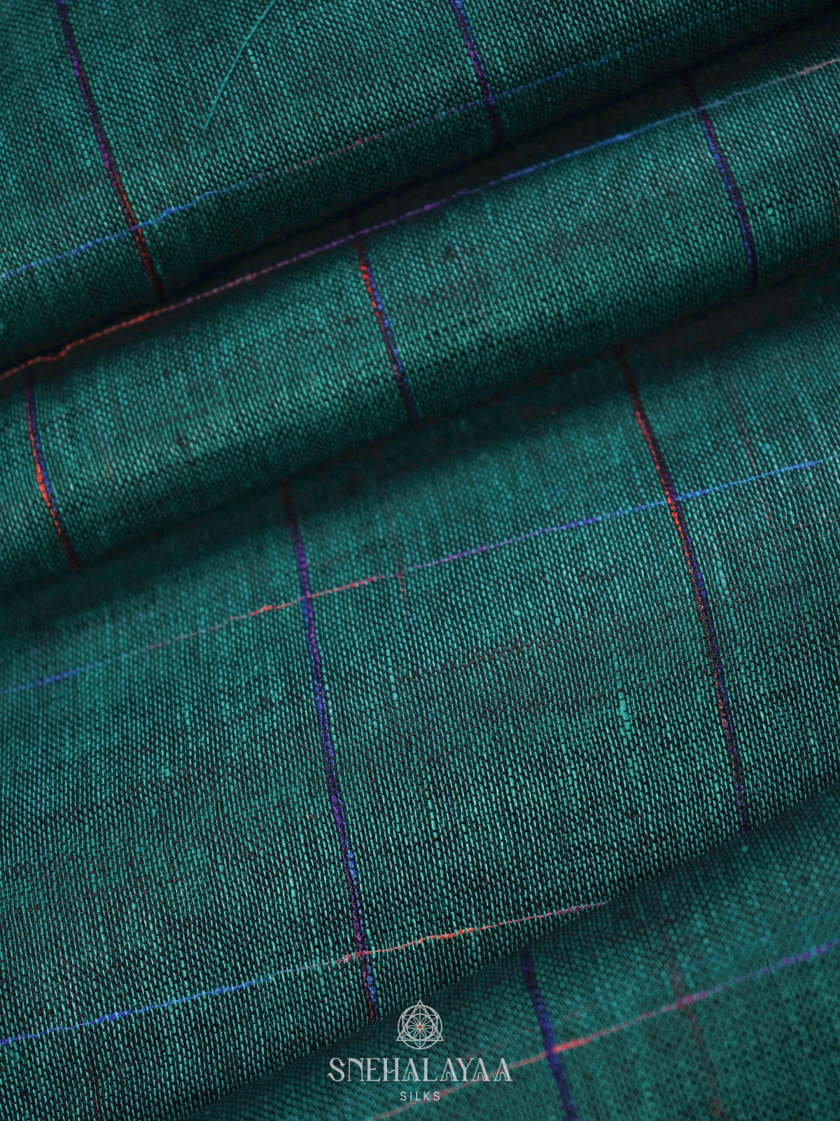 Teal Green Linen Saree