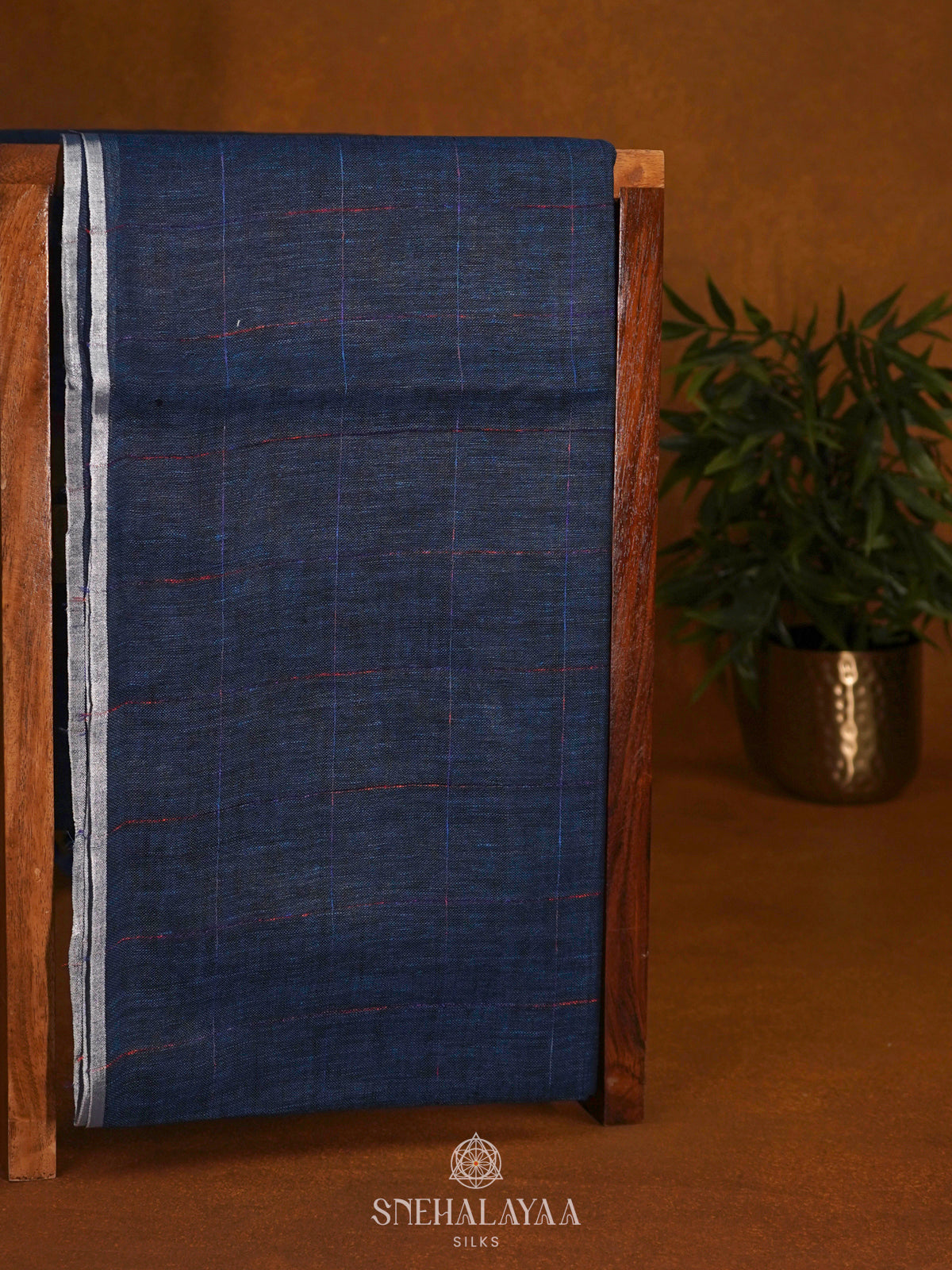 Blue Linen Saree
