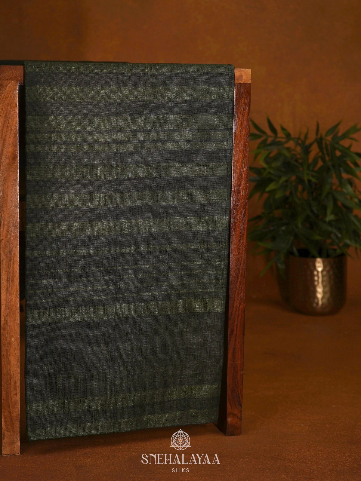 Olive Green Linen Saree