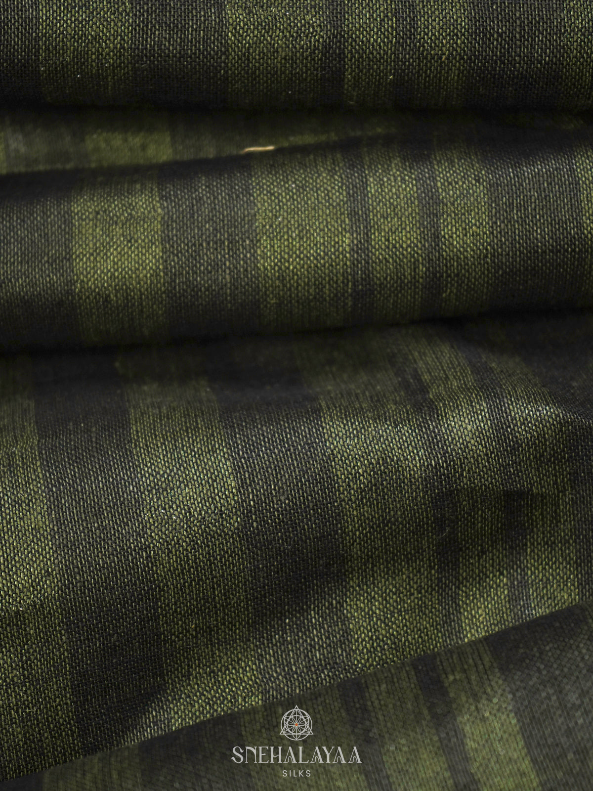 Olive Green Linen Saree