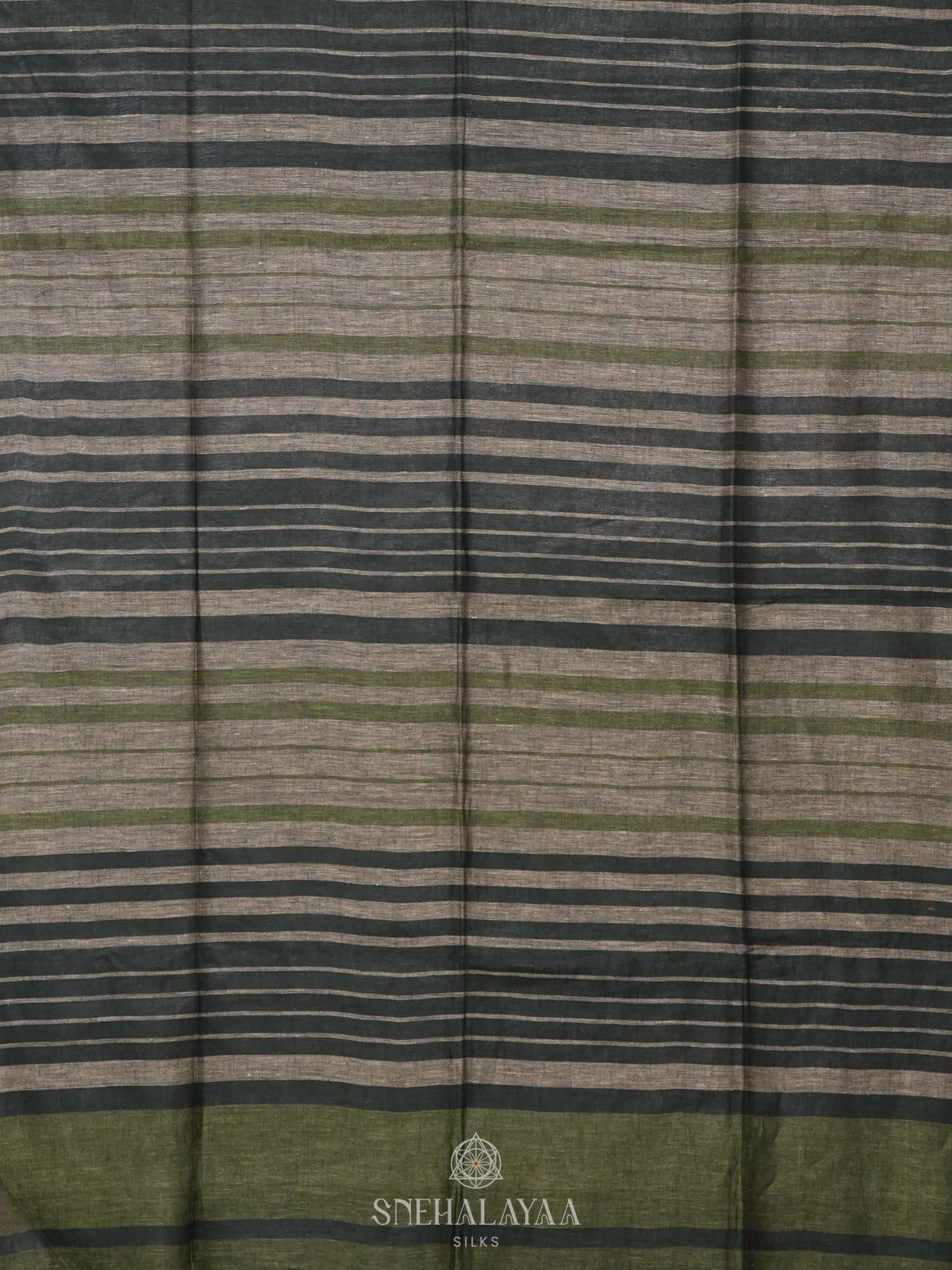 Khaki Green Linen Saree