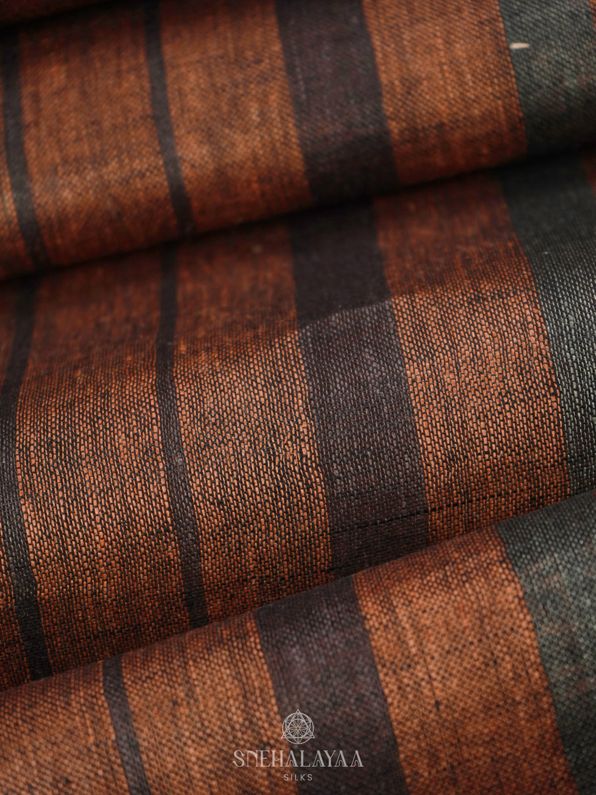 Brunt Orange Linen Saree