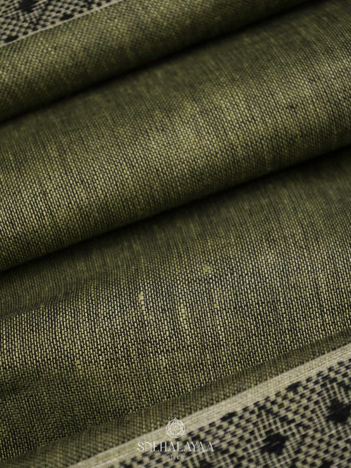 Olive Green Linen Saree