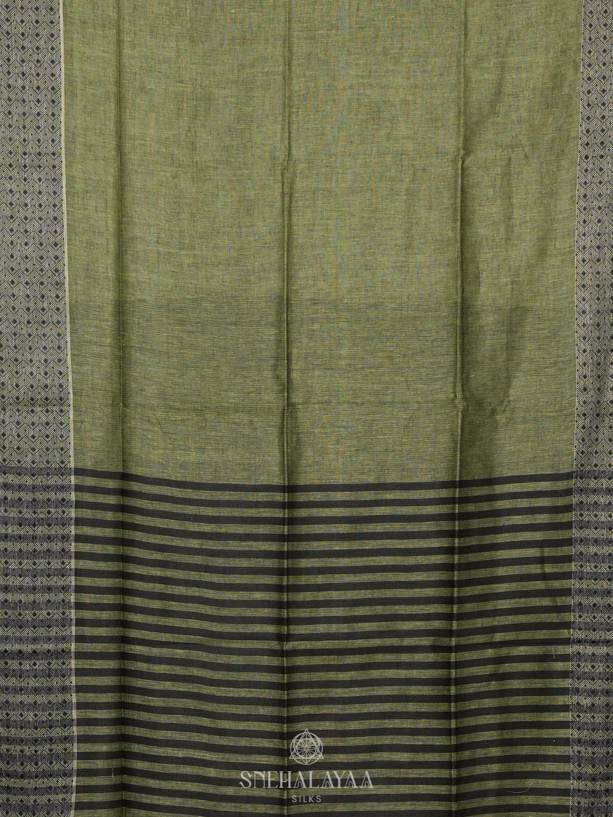 Olive Green Linen Saree