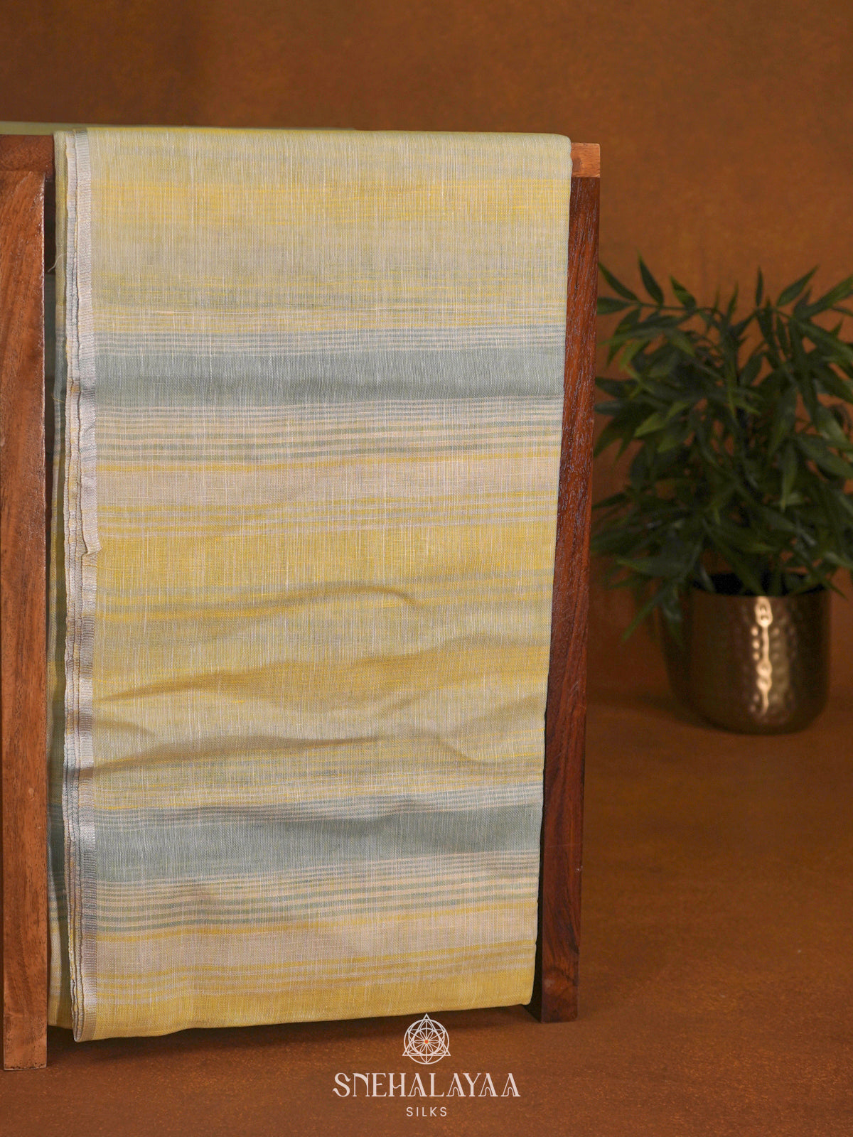 Pale Yellow Linen Saree