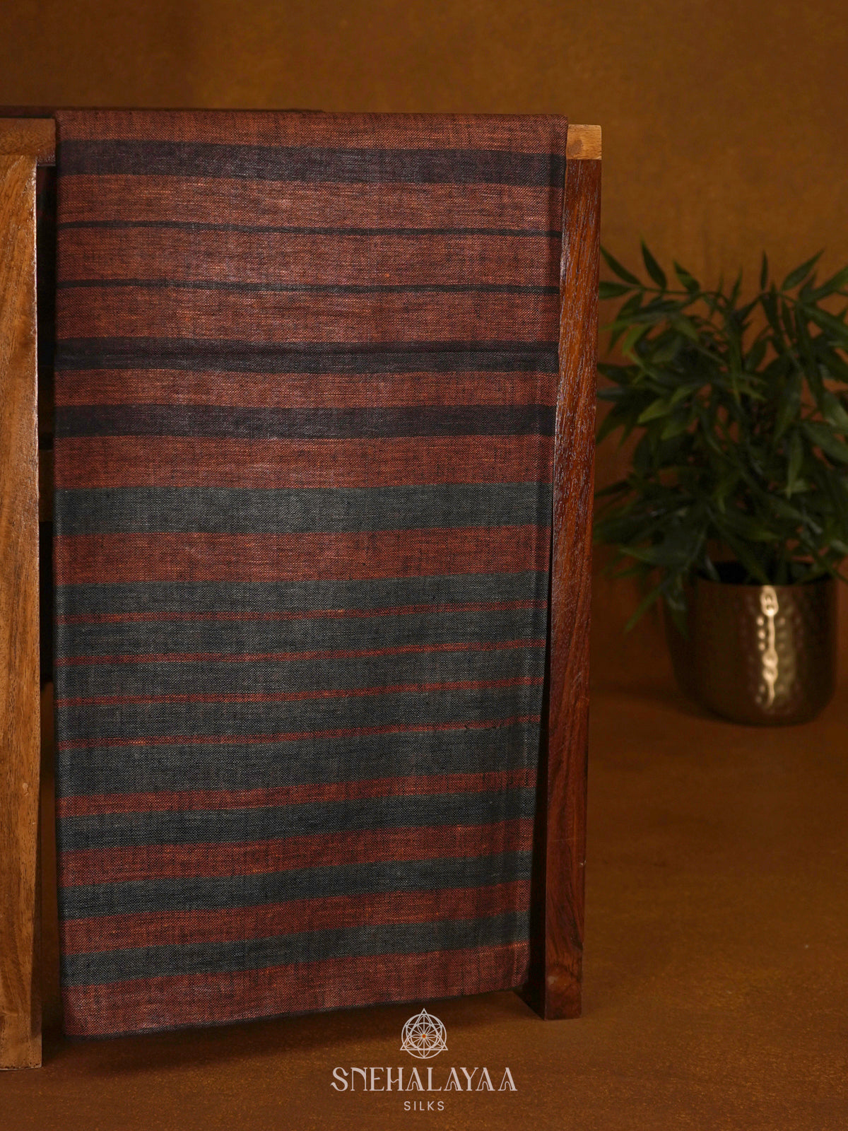 Burnt Orange Linen Saree