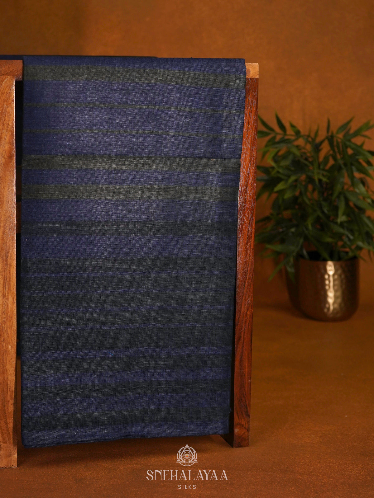Navy Blue Linen Saree