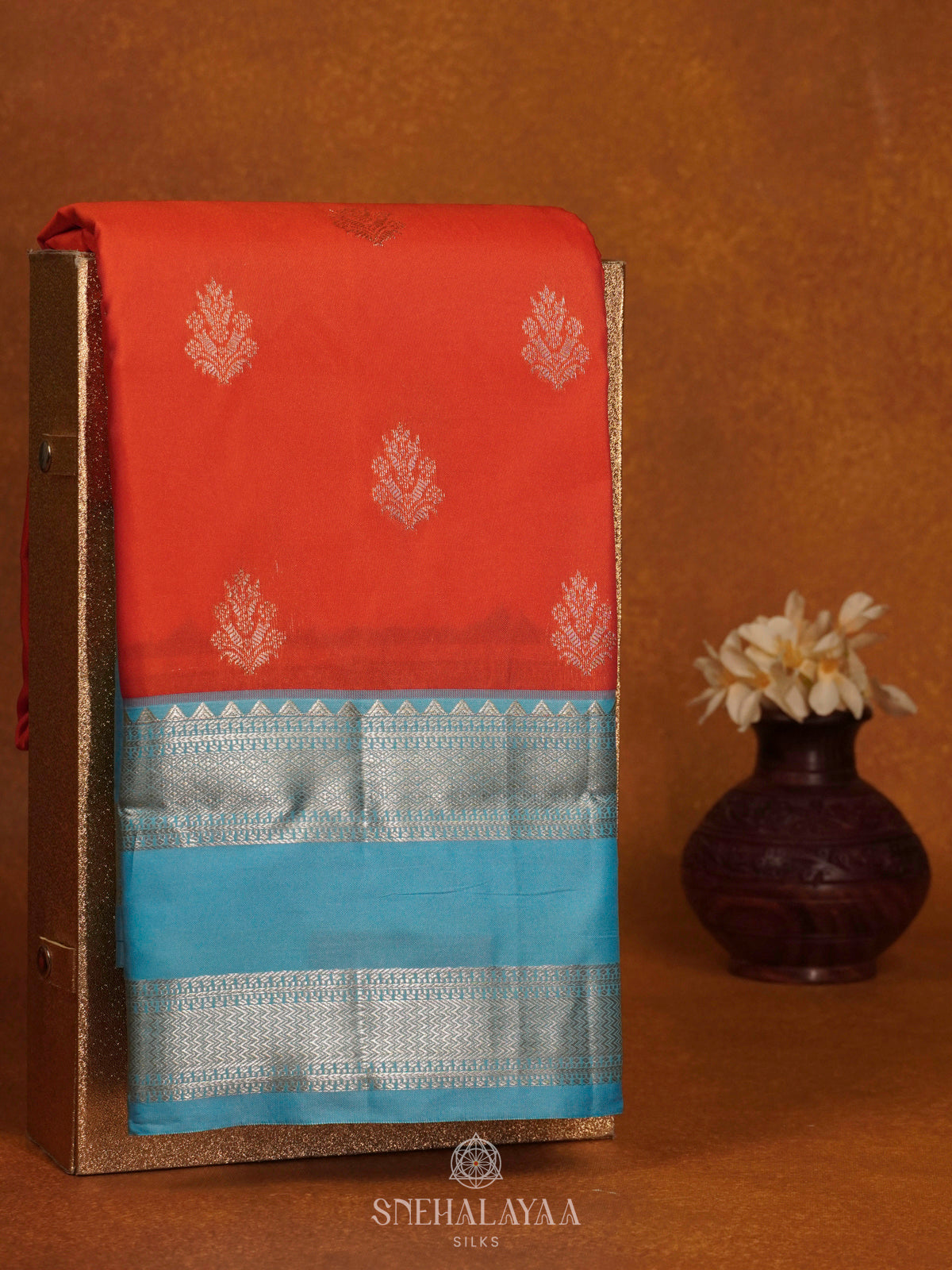 Orange Art Silk Saree