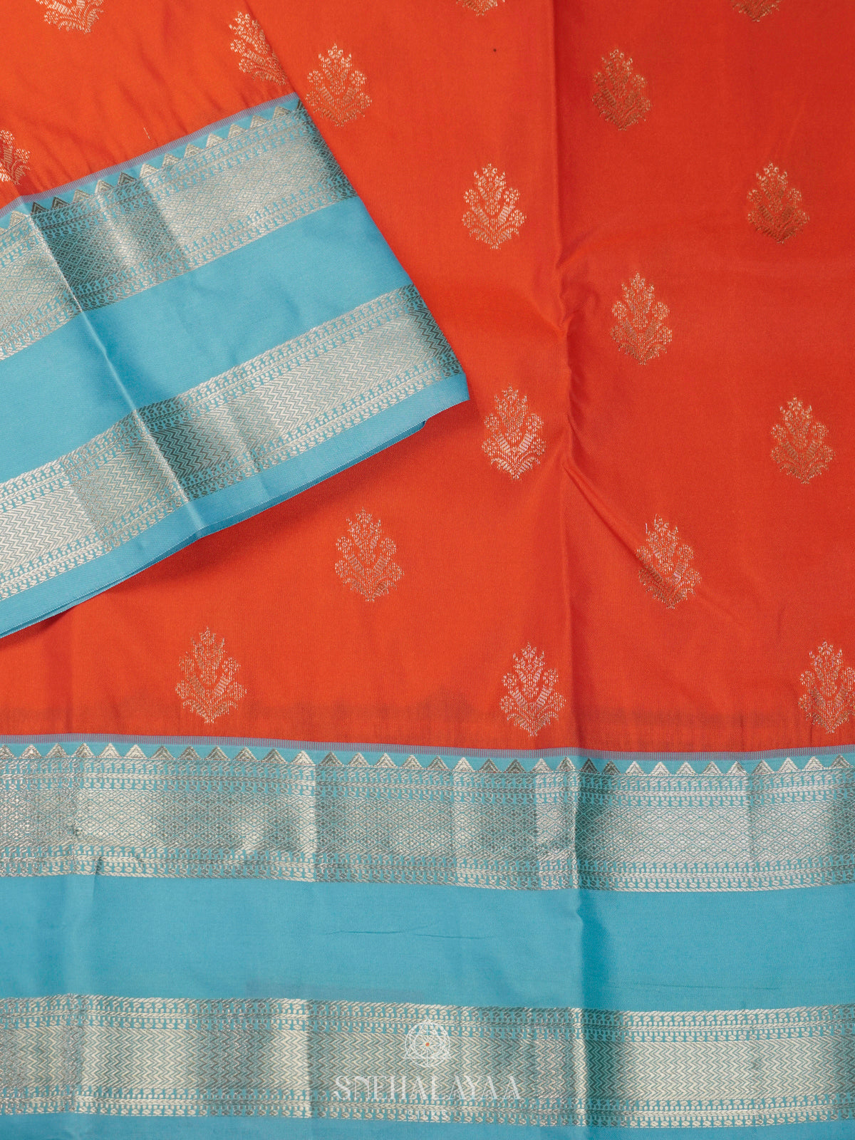 Orange Art Silk Saree