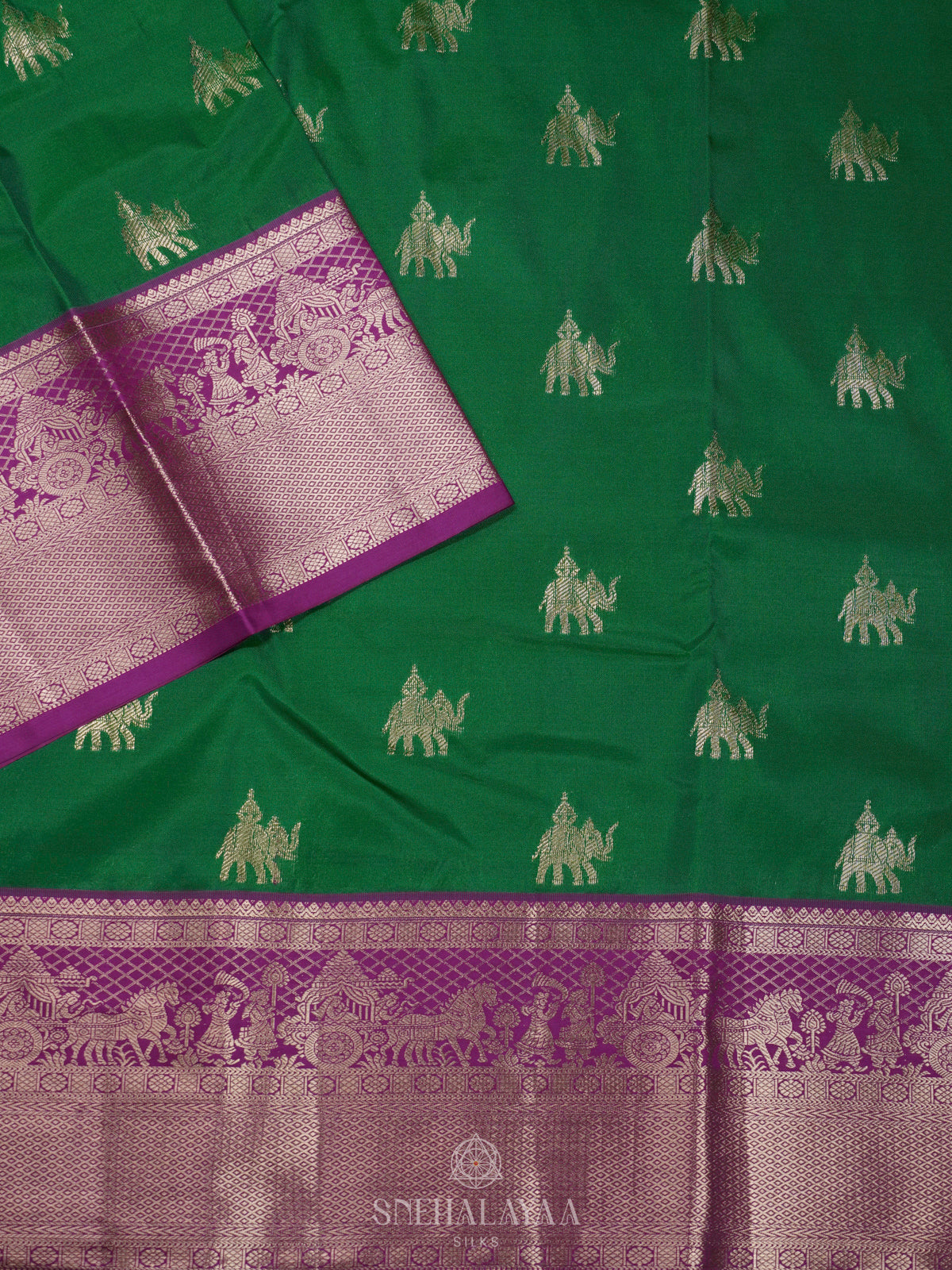 Forest Green Art Silk Saree