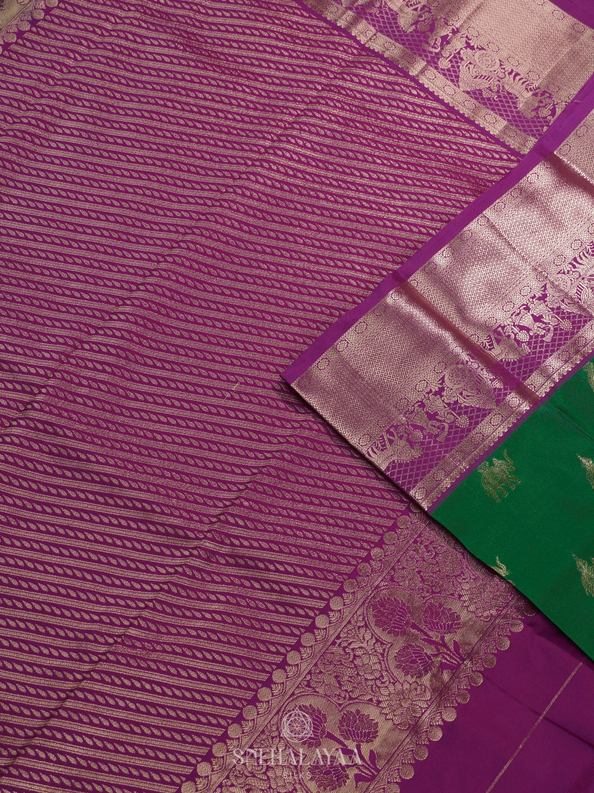 Forest Green Art Silk Saree