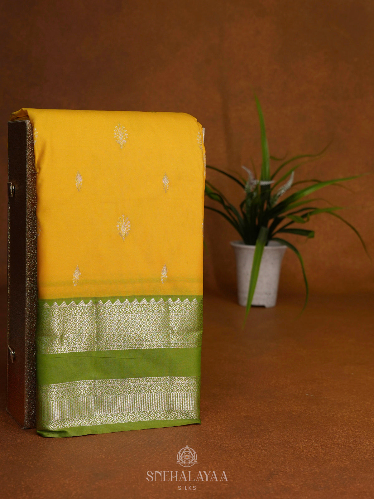 Mango Yellow Art Silk Saree
