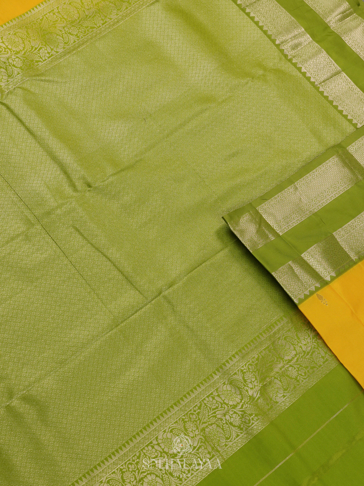 Mango Yellow Art Silk Saree