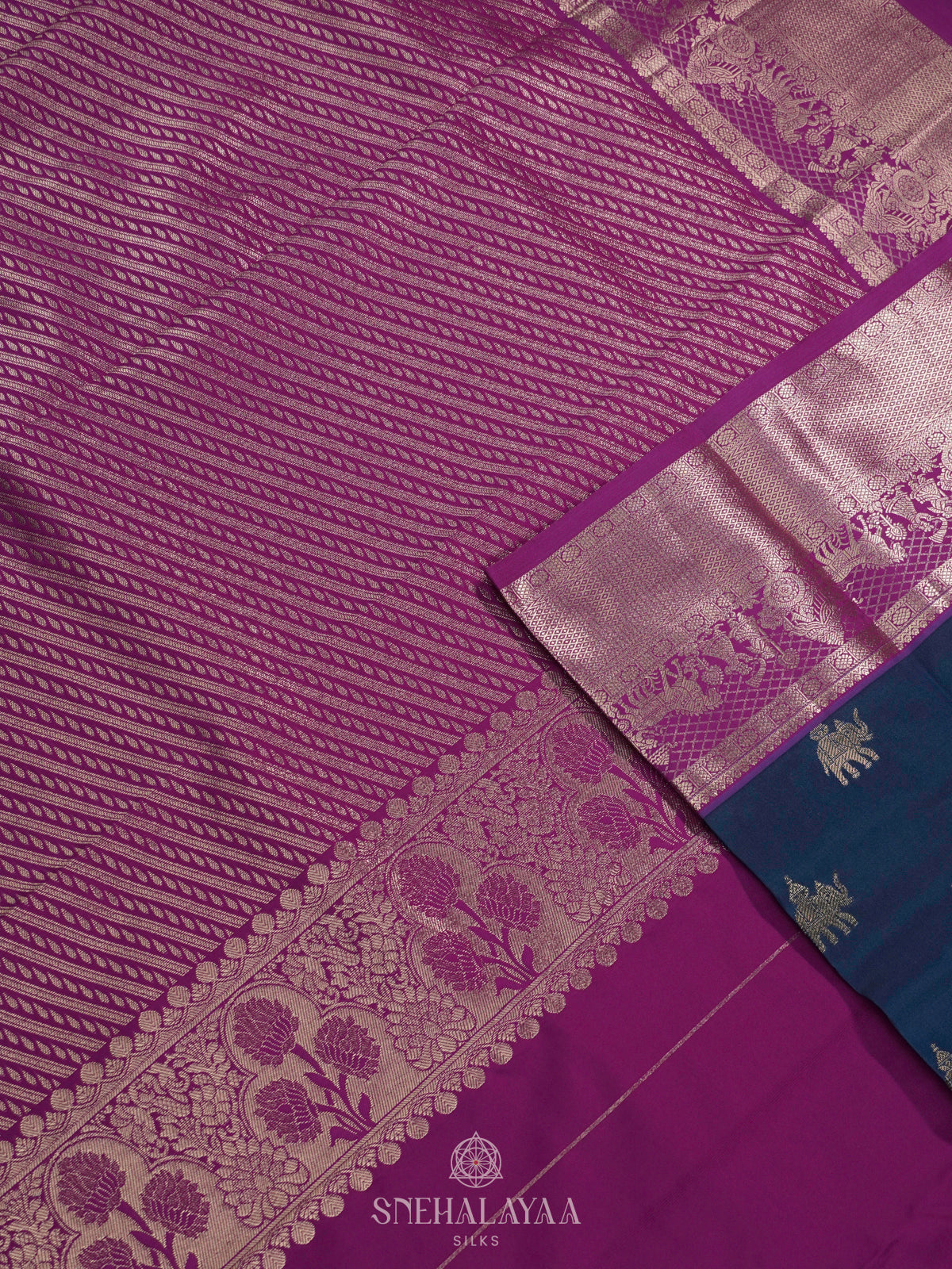Peacock Blue Art Silk Saree