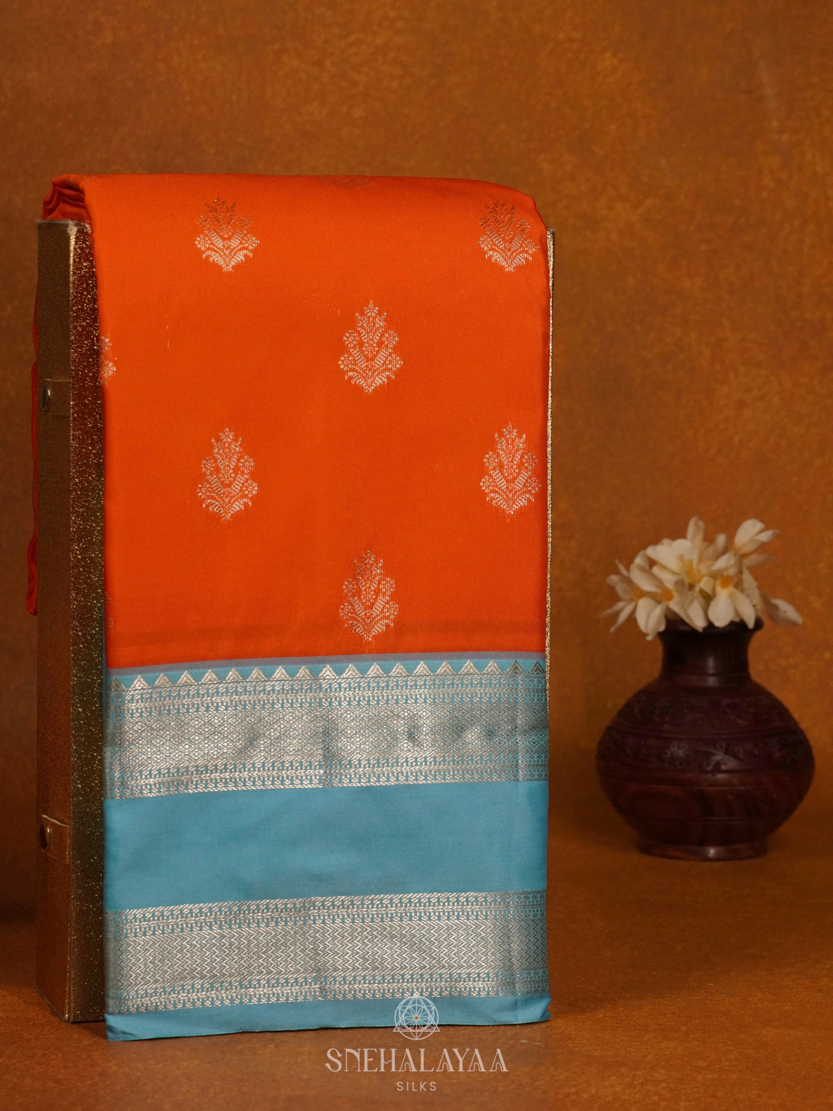 Orange Art Silk Saree