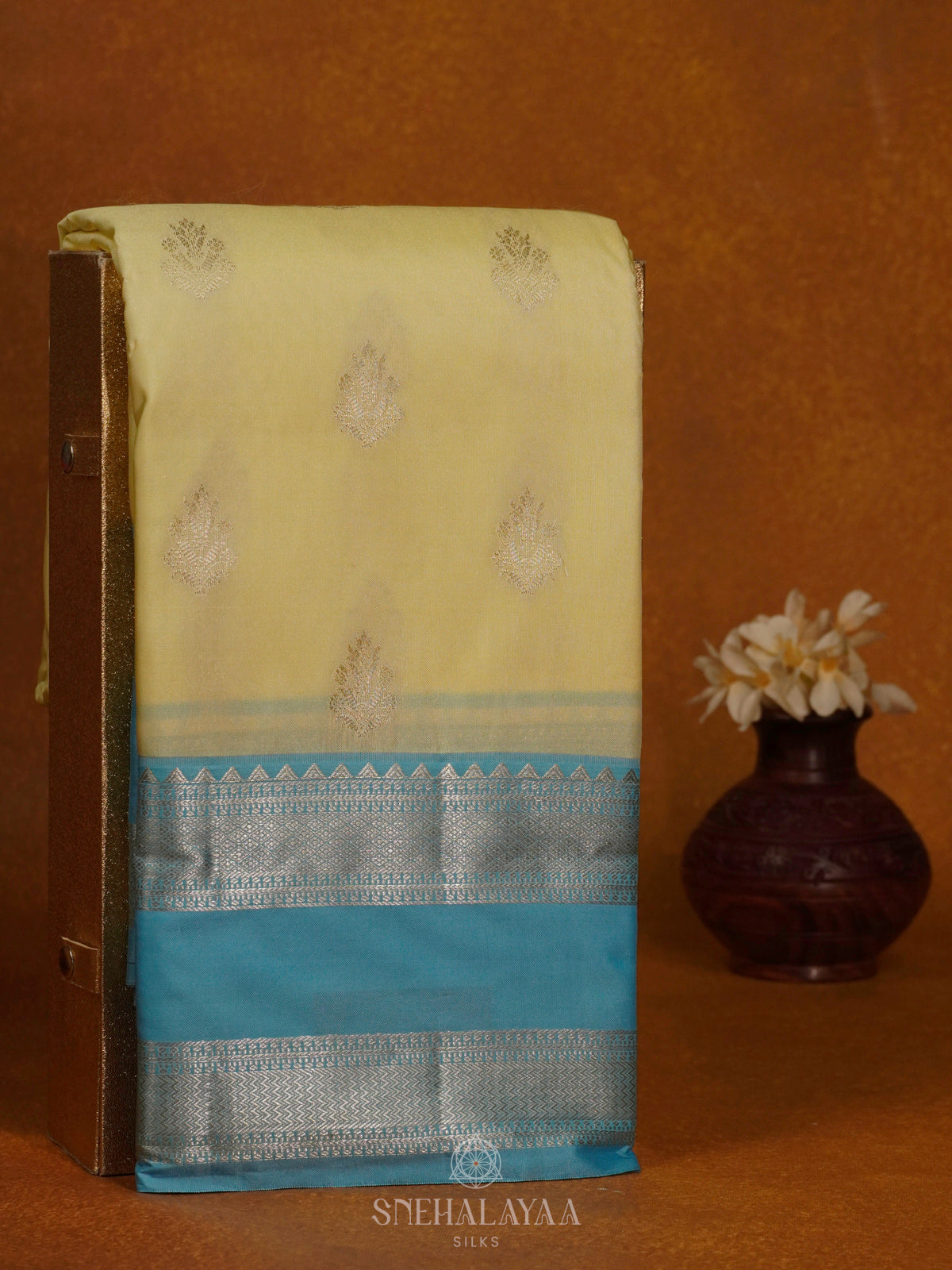Pale Yellow Art Silk Saree