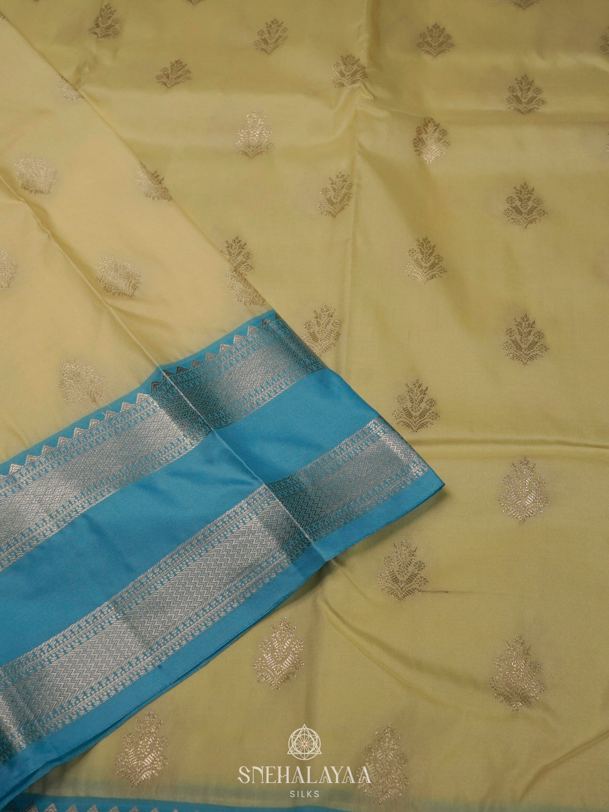 Pale Yellow Art Silk Saree