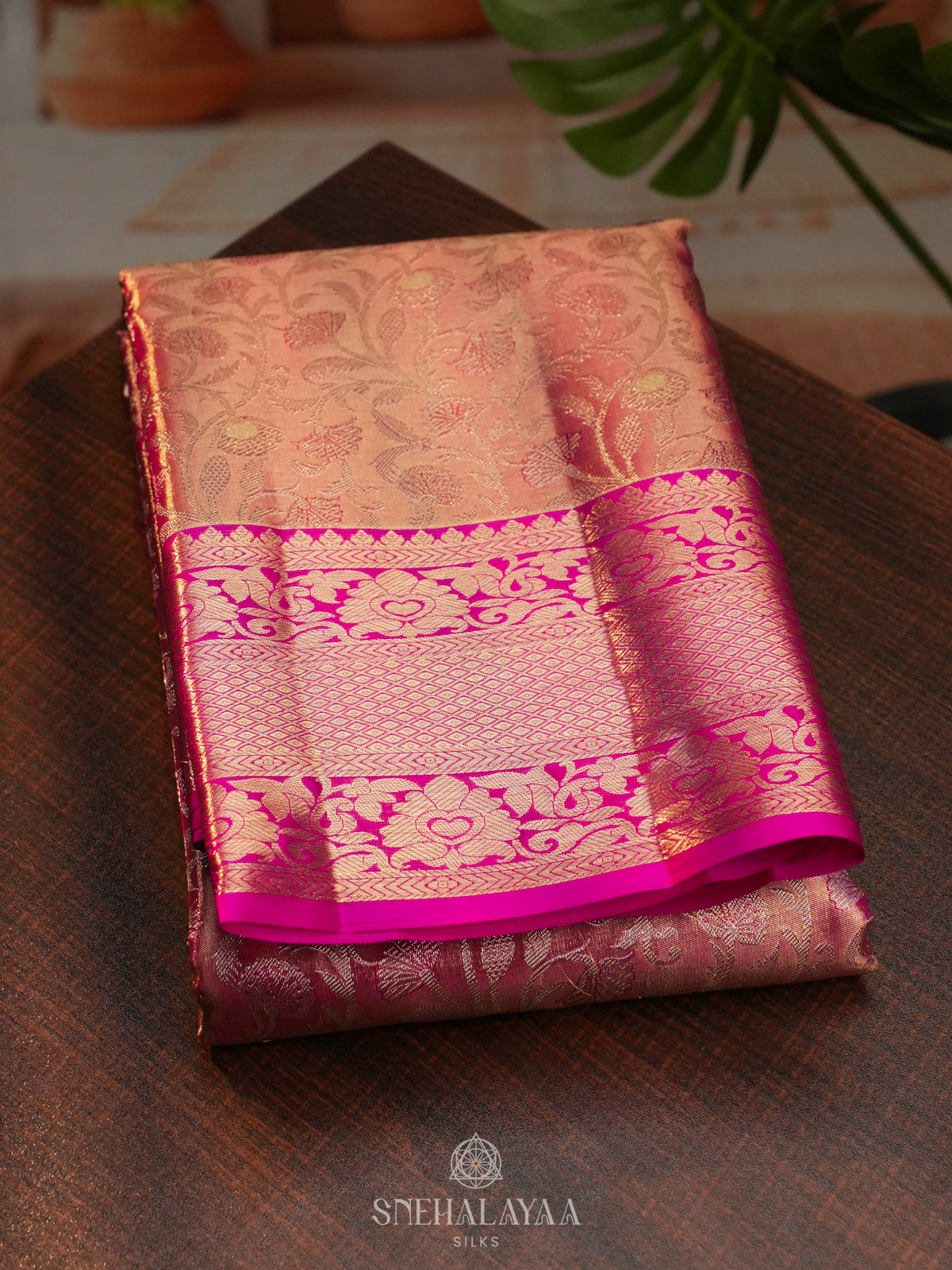 Rose Pink Kanjivaram Silk Saree