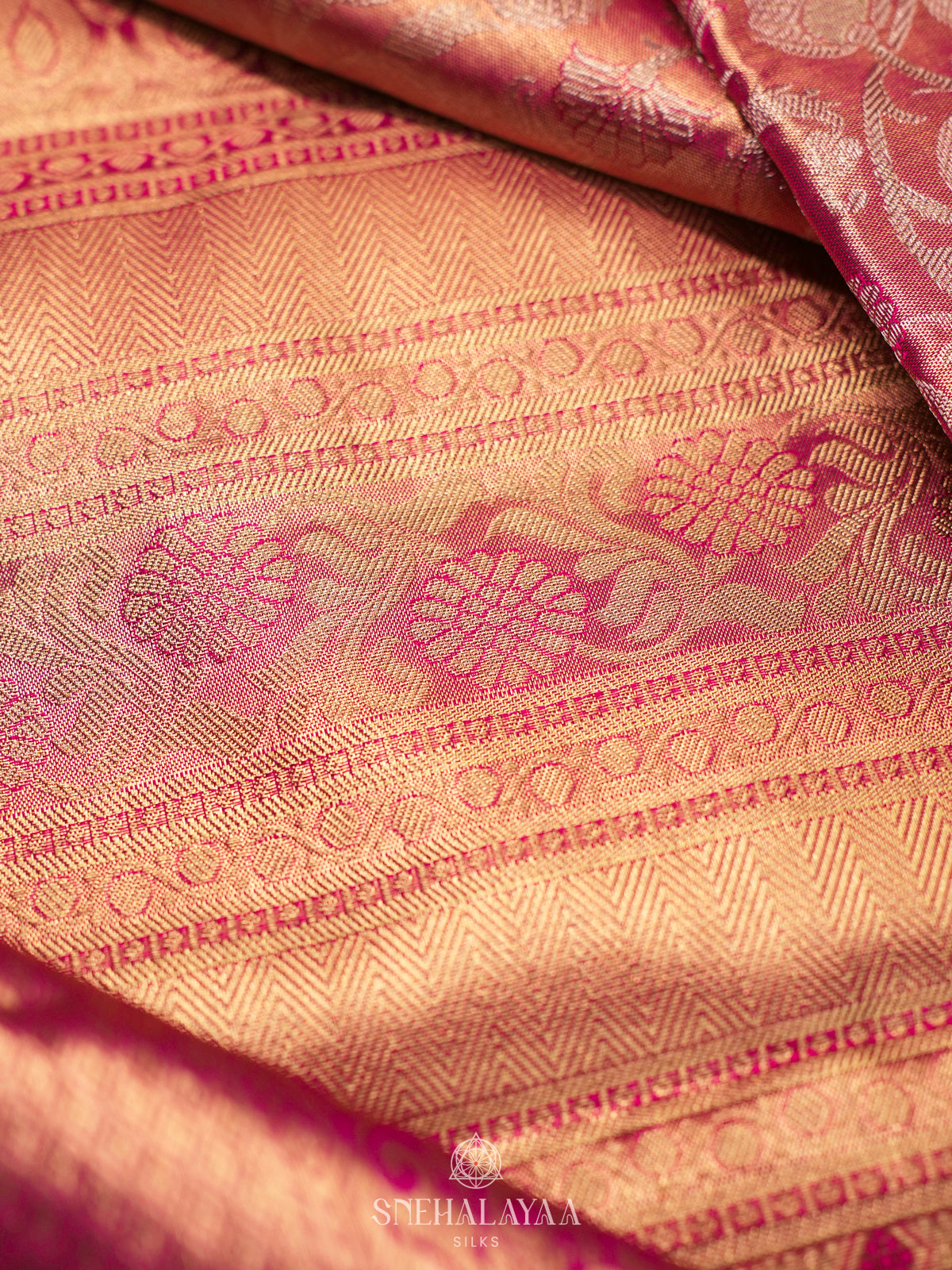 Rose Pink Kanjivaram Silk Saree