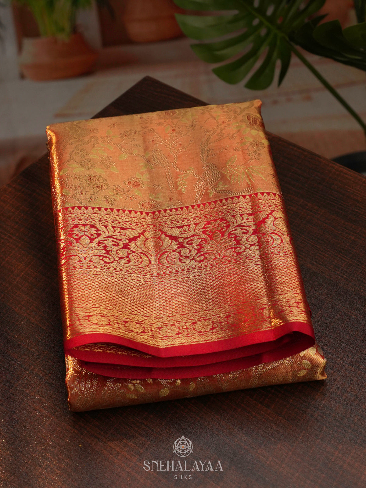 Golden Kanjivaram Silk Saree