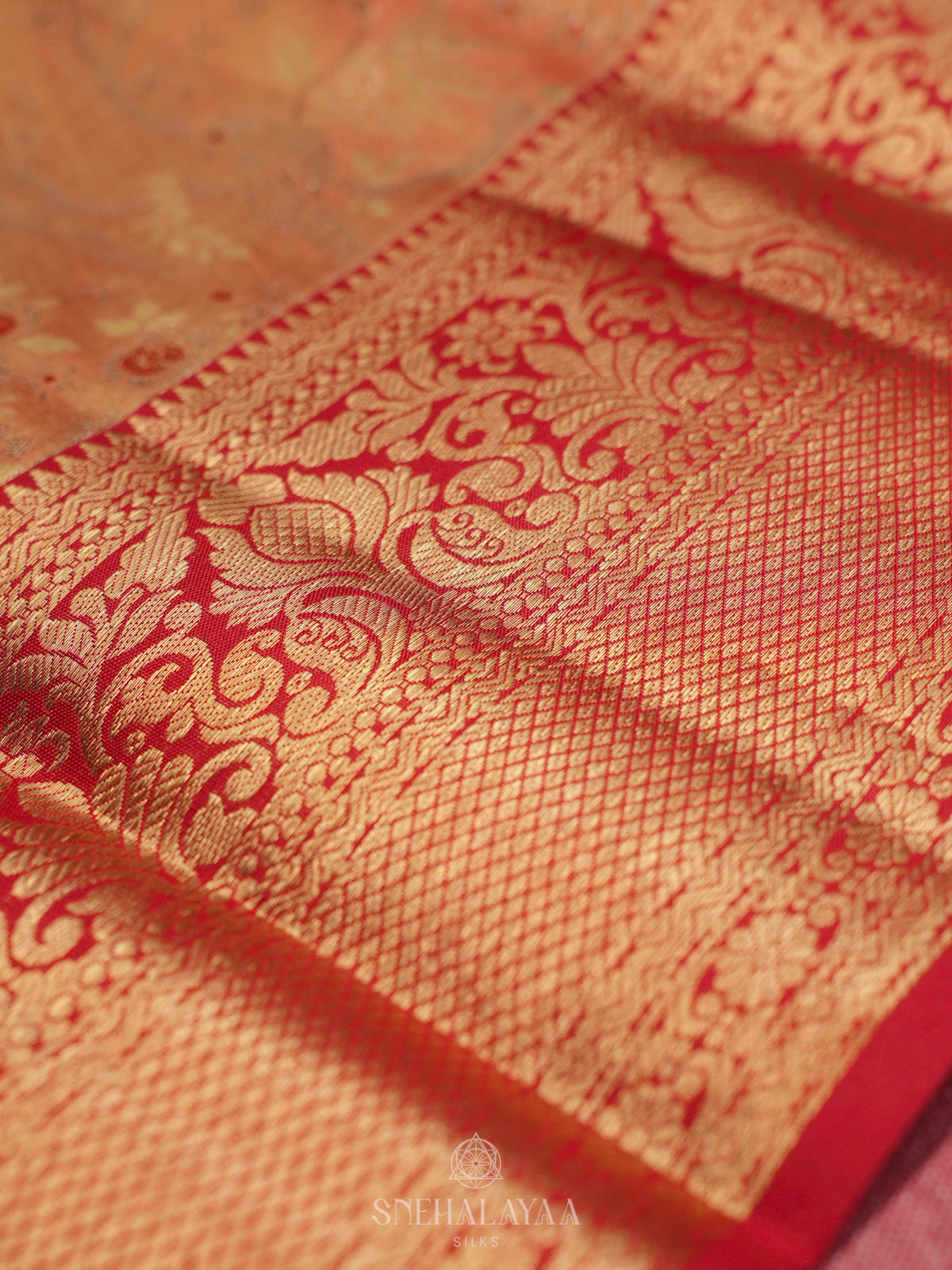 Golden Kanjivaram Silk Saree
