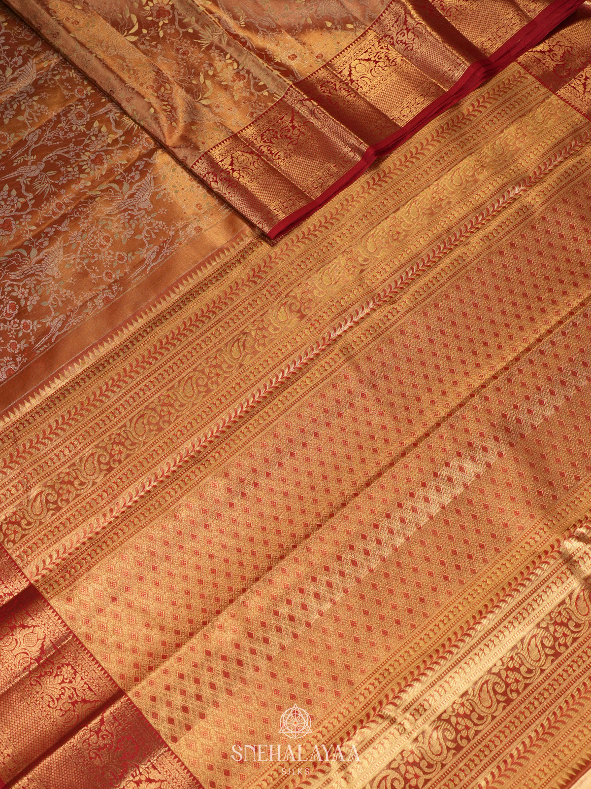 Golden Kanjivaram Silk Saree