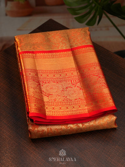 Golden Kanjivaram Silk Saree