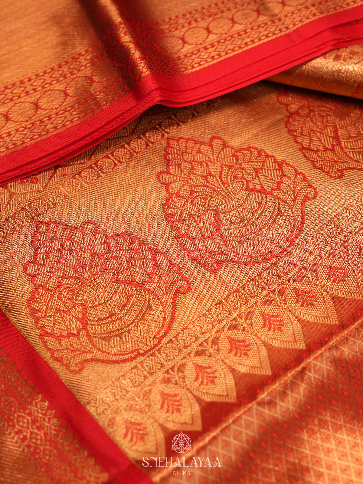 Golden Kanjivaram Silk Saree